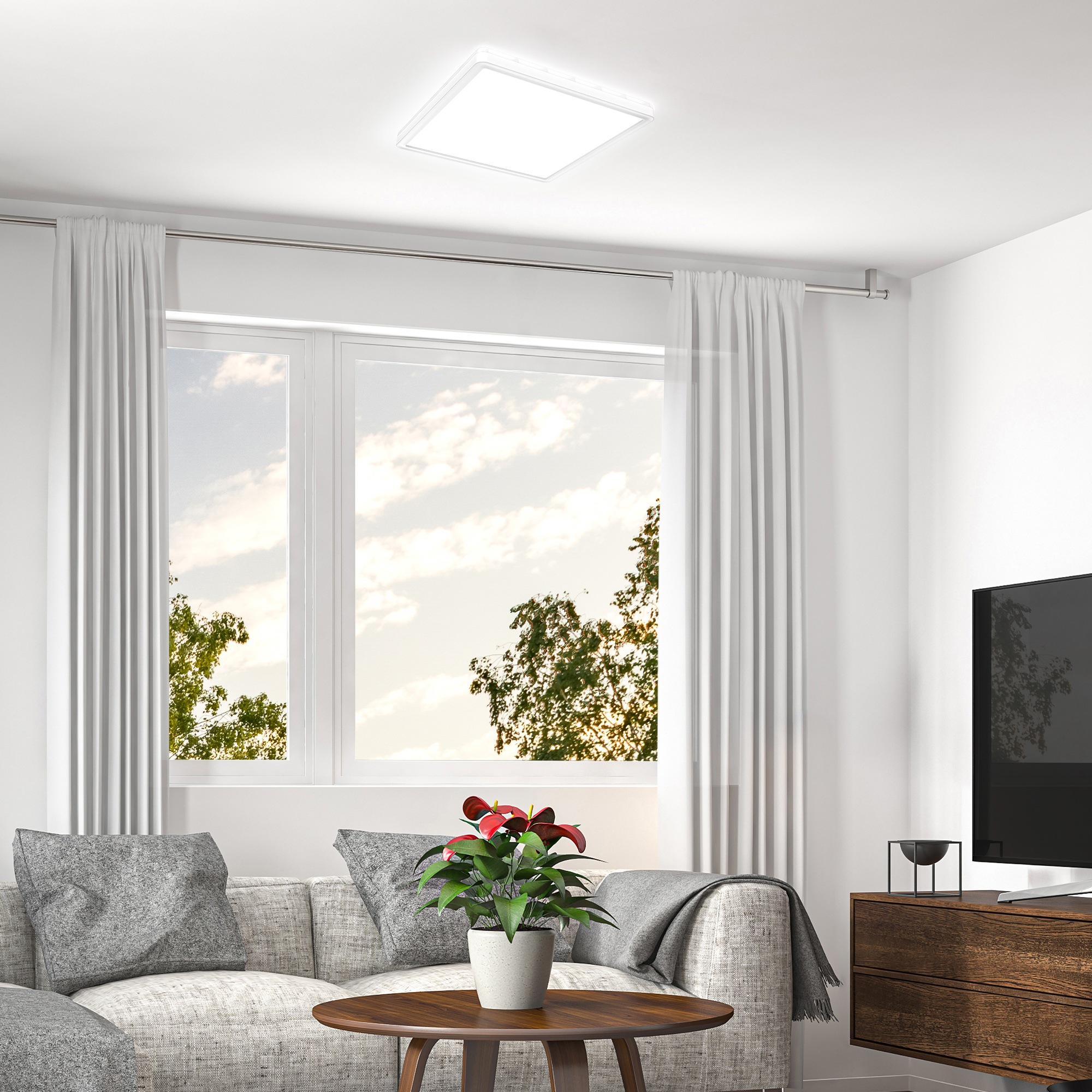 B.K.Licht LED Deckenleuchte »LED Bad-Deckenlampe, mit Backlight, Ultraflach«, 1 flammig, Leuchtmittel LED-Modul | LED fest integriert, Indirektes Licht, 18W, 4.000K, 2400Lm, IP44, L:29cm