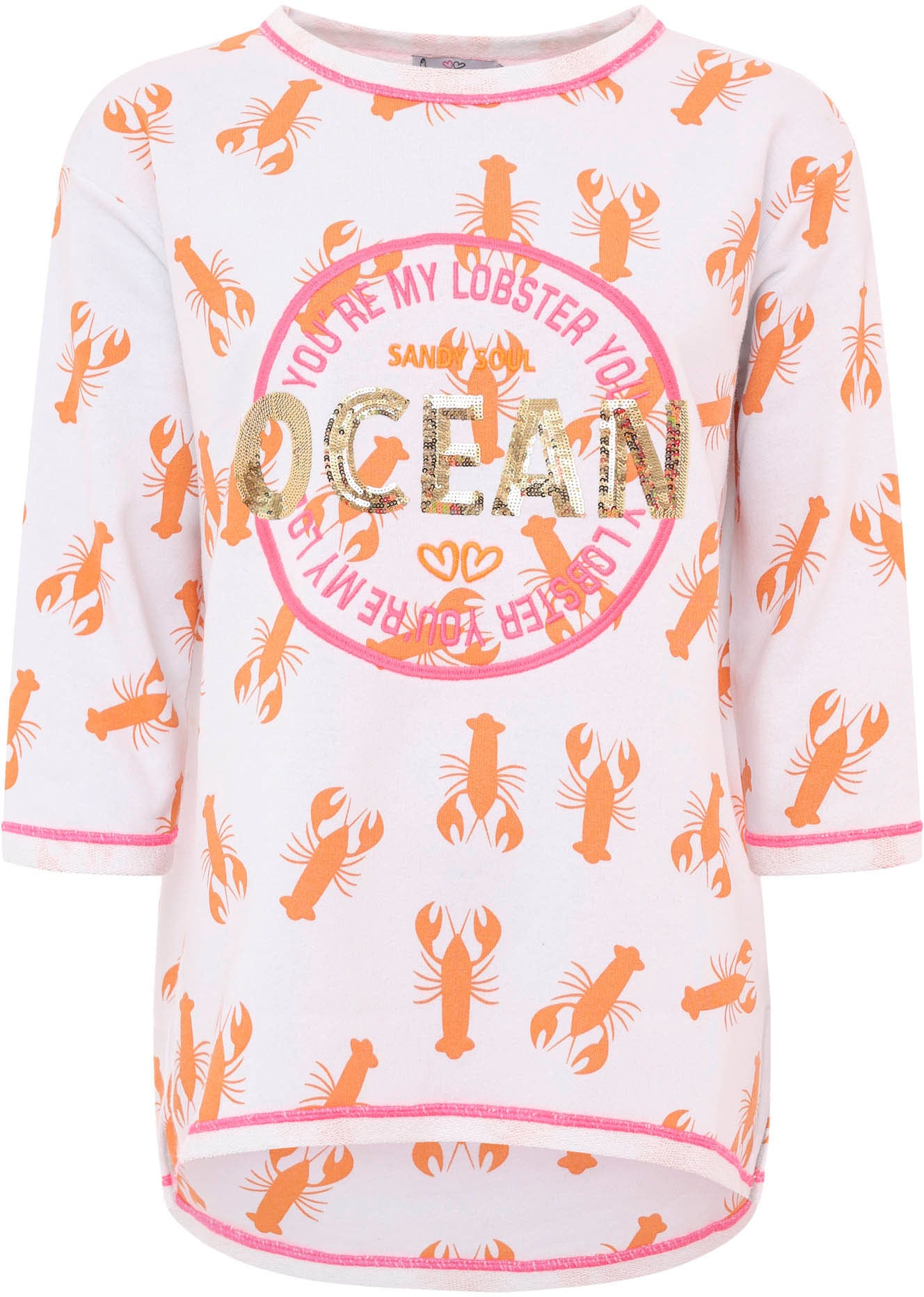 Zwillingsherz Langarmshirt »Shirt "Ocean Sandy Soul"«, mit Zebramuster und Frontmotiv, mit 3/4 Arm