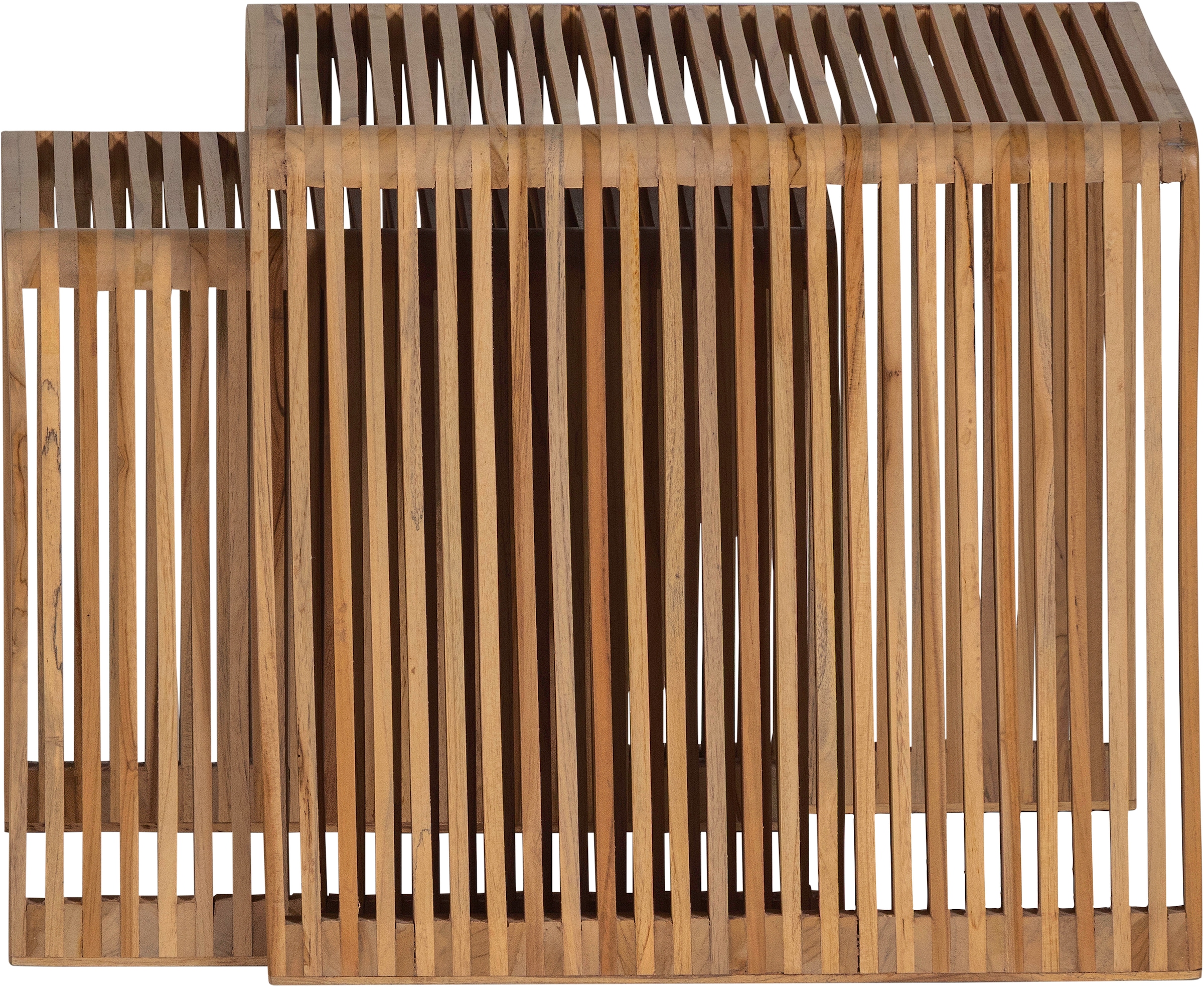 WOOOD Beistelltisch »Jasmijn aus recyceltem Teakholz als 2er-Set B 50 x T 45 x H 41 cm« Set, 2 Stk. tlg. 2er-Set, pflegeleichte Oberfläche, ausschließlich Innenbereich