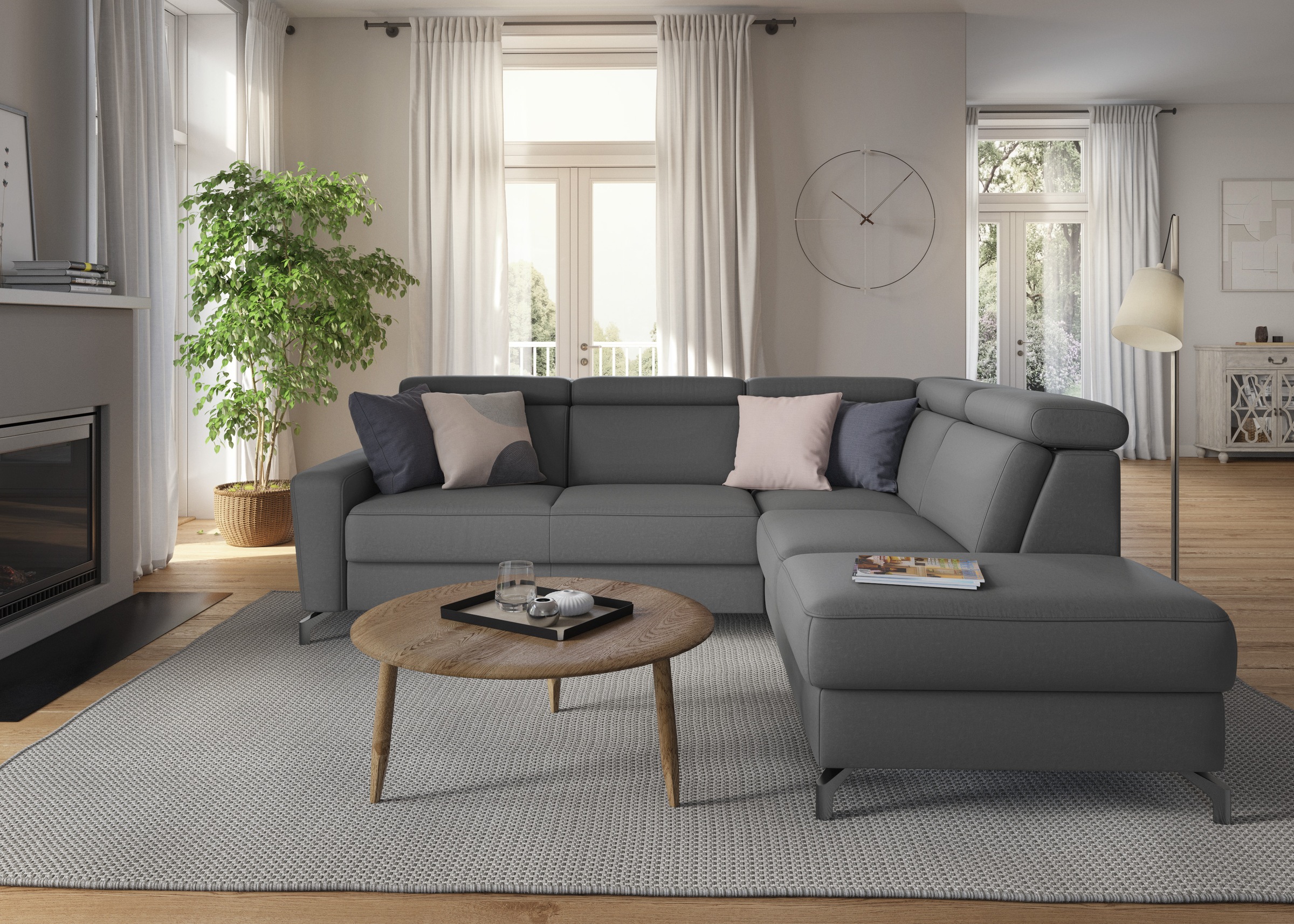 sit&more Ecksofa »Scarlett L-Form«, inklusive Kopfteilverstellung, wahlweise mit Bettfunktion, Bettkasten