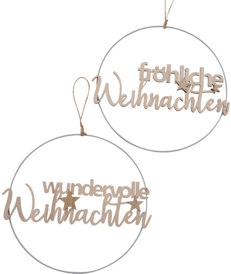 BOLTZE Dekohänger »Rumba«, (Set, 2 St.), Durchmesser ca. 35 cm, mit Schriftzug