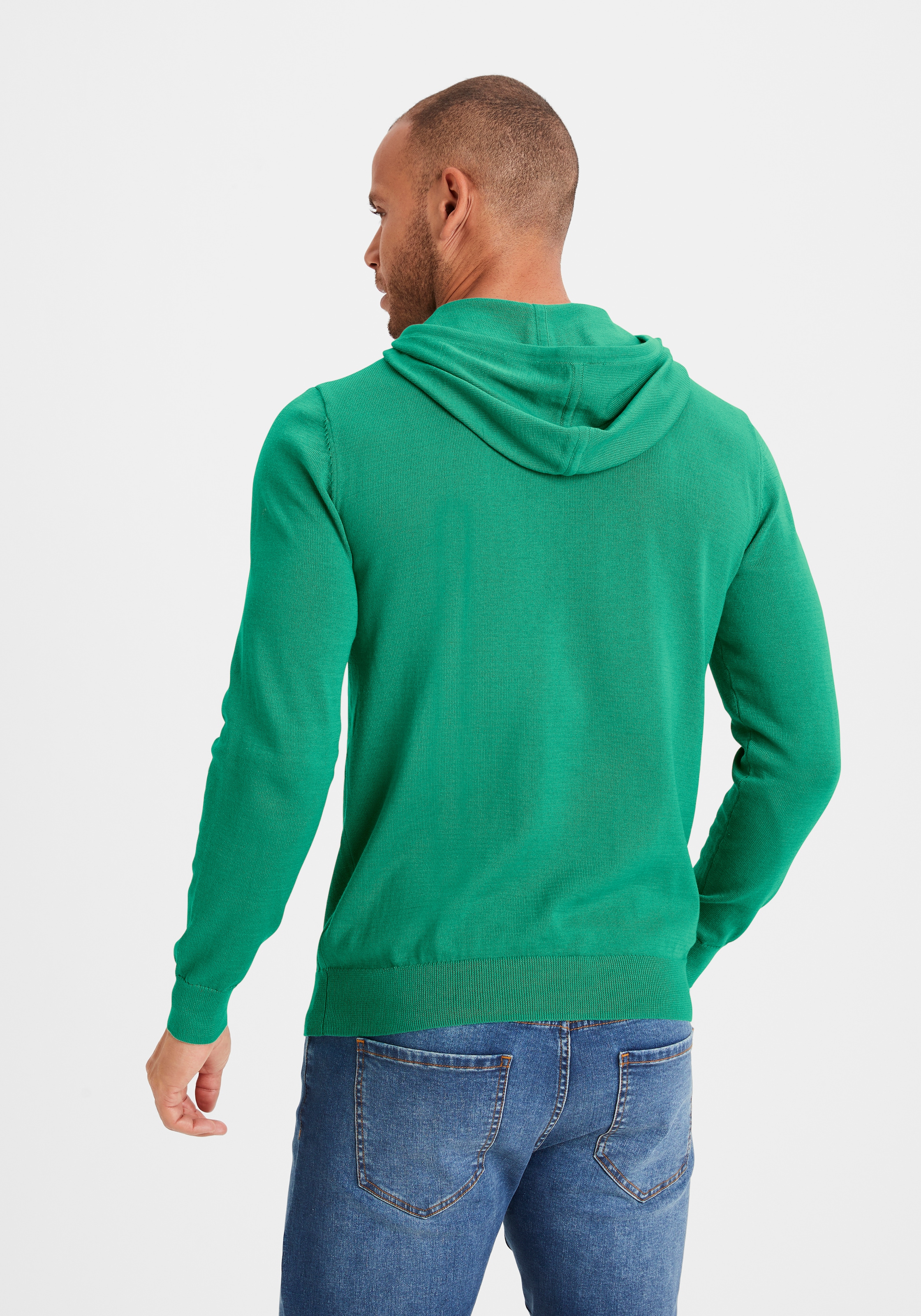 H.I.S Hoodie », Strickpullover mit Kapuze«, Feinstrick aus pflegeleichter Baumwollmischung
