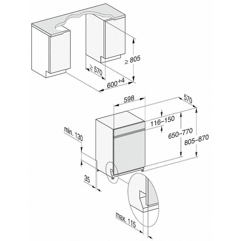 Miele teilintegrierbarer Geschirrspüler, G 5210 i Active Plus, 8,9 l, 13 Maßgedecke