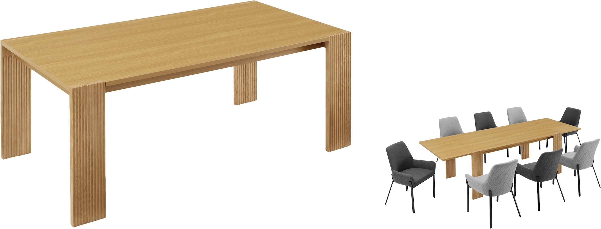 OTTO home Esstisch »Peregrin, verlängerbar von 180 - 270 cm« Melaminoberfläche, robustes Eschenholzgestell, Verlängerungsfunktion