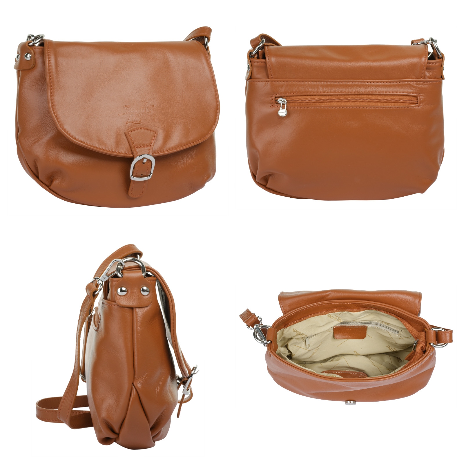 Samantha Look Umhängetasche, echt Leder, Made in Italy