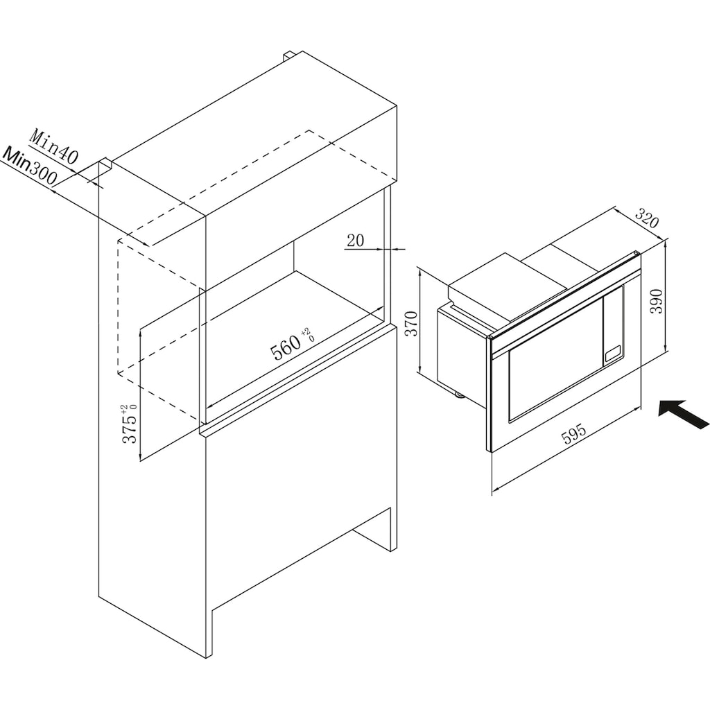 Amica Einbau-Mikrowelle »EMW 13170 S«, Grill-Mikrowelle, 1200 W, digitaler Timer