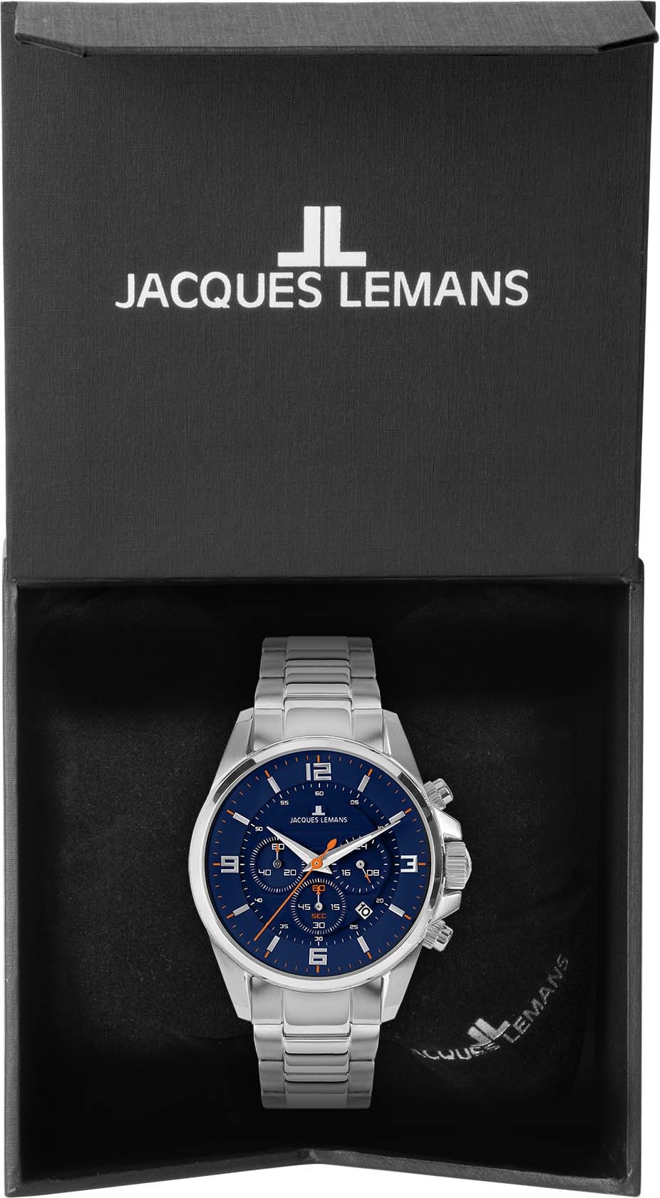 Jacques Lemans Chronograph »Liverpool, 1-2118F«, Quarzuhr, Armbanduhr, Herrenuhr, bis 10 bar wasserd., Silikonarmband