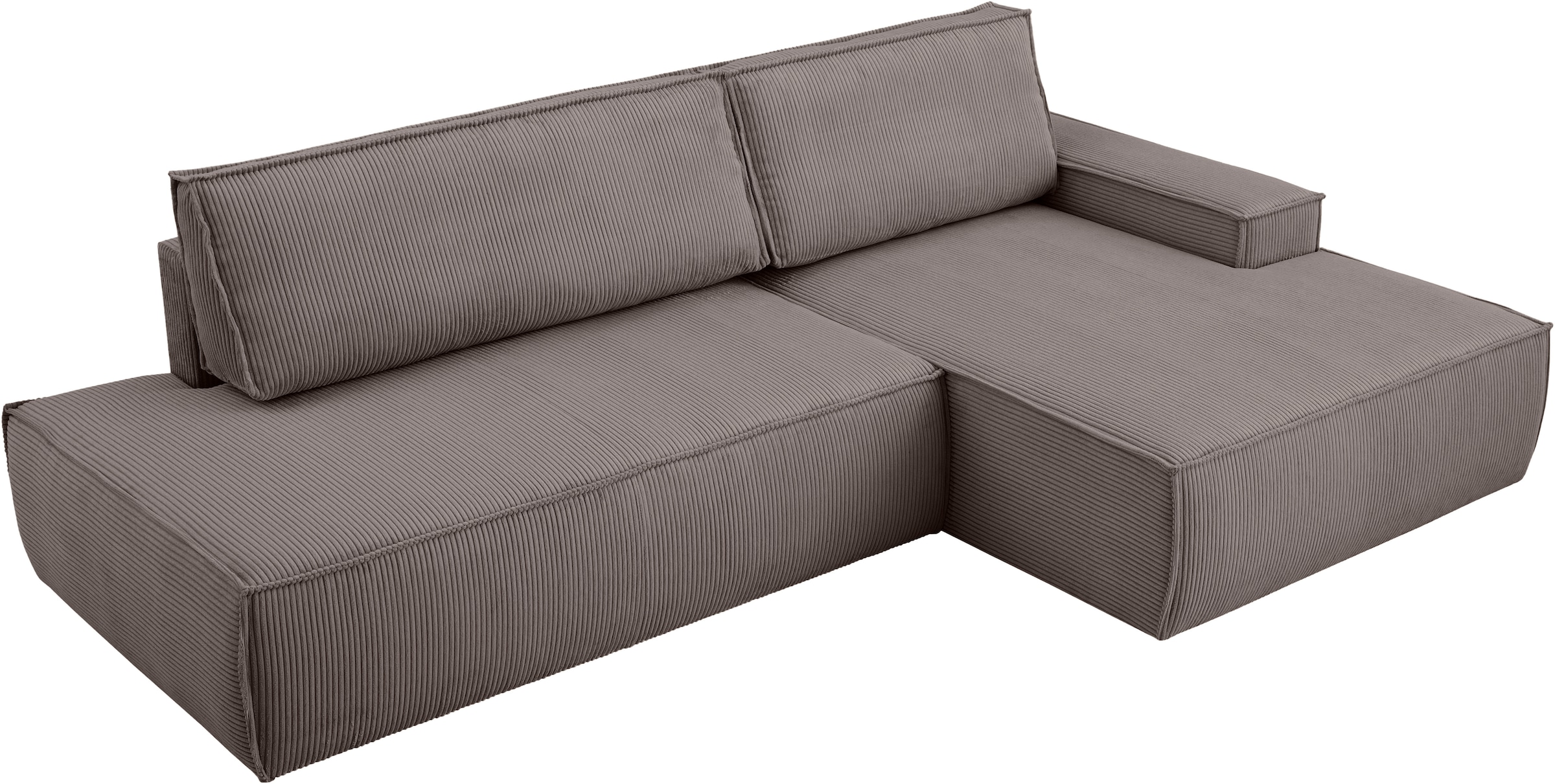 Home affaire Ecksofa »SHERWOOD,  Schlafsofa in L-Form offen (275cm), Cord, Leinenoptik« Schlaffunktion und Bettkasten, Kedernaht, hoher Sitz- & Liegekomfort,