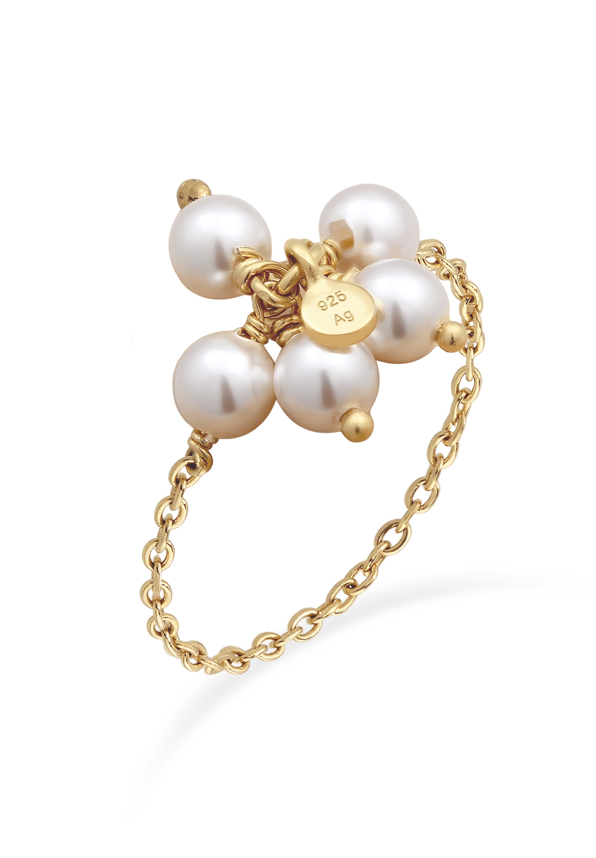 Elli Perlenring »Ring Blume mit Perlen von Swarovski(R) 925 Sterling Silber vergoldet«