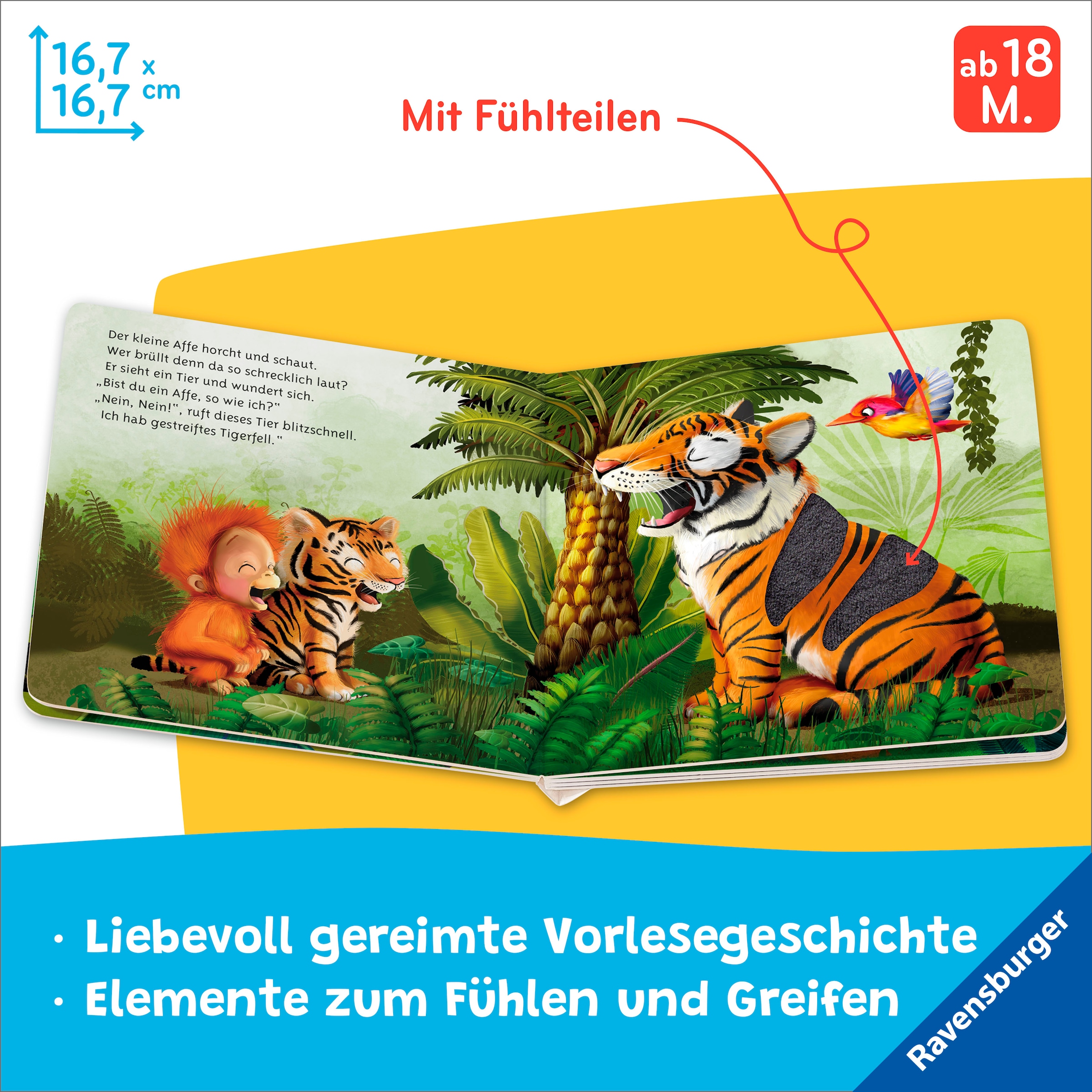 Ravensburger Buch »Pappbilderbuch, Mein erstes Vorlese-Fühlbuch: Bist du ein Affe?«
