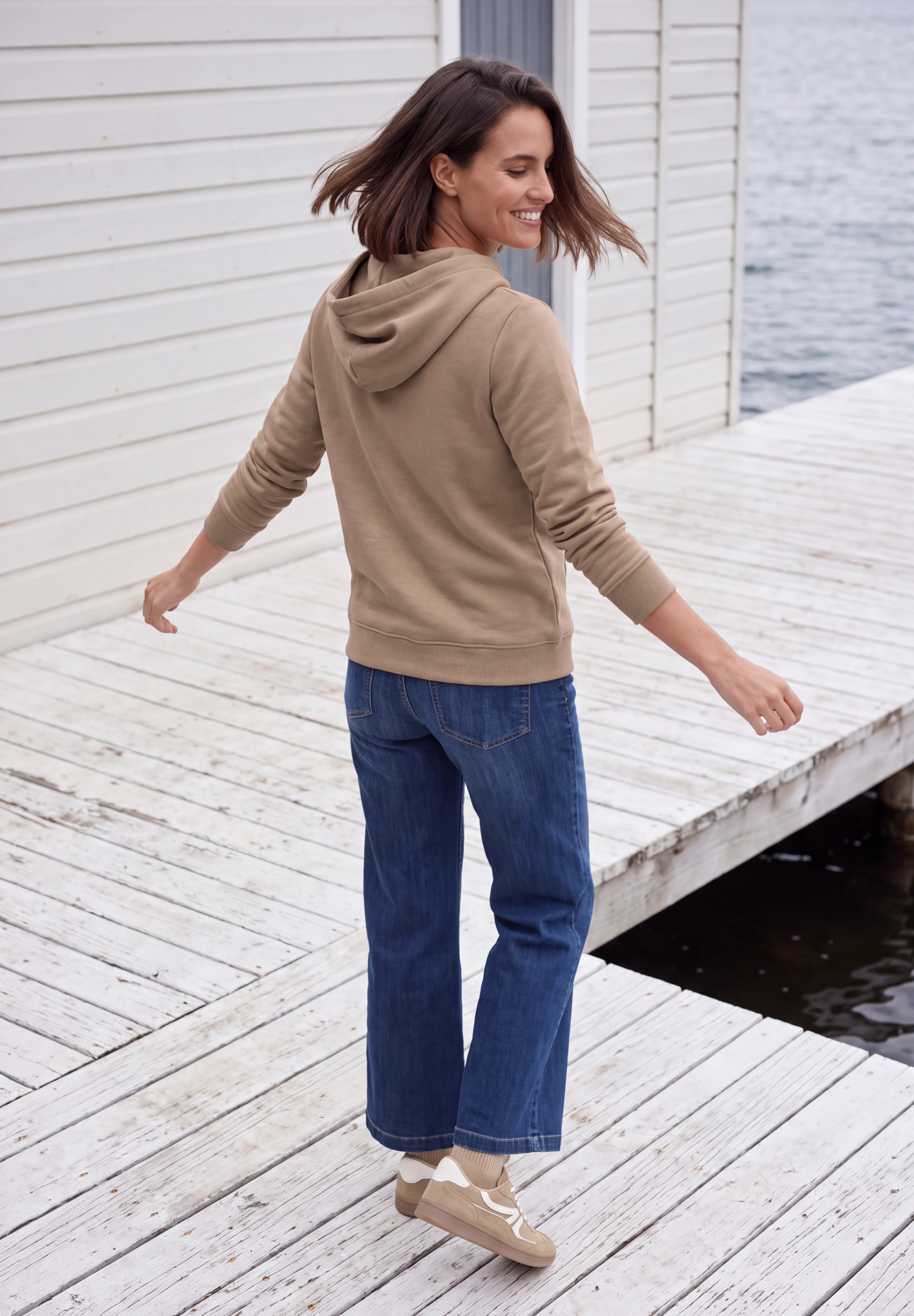 Cecil Kapuzensweatshirt , Hoodie mit Details in Rippstruktur
