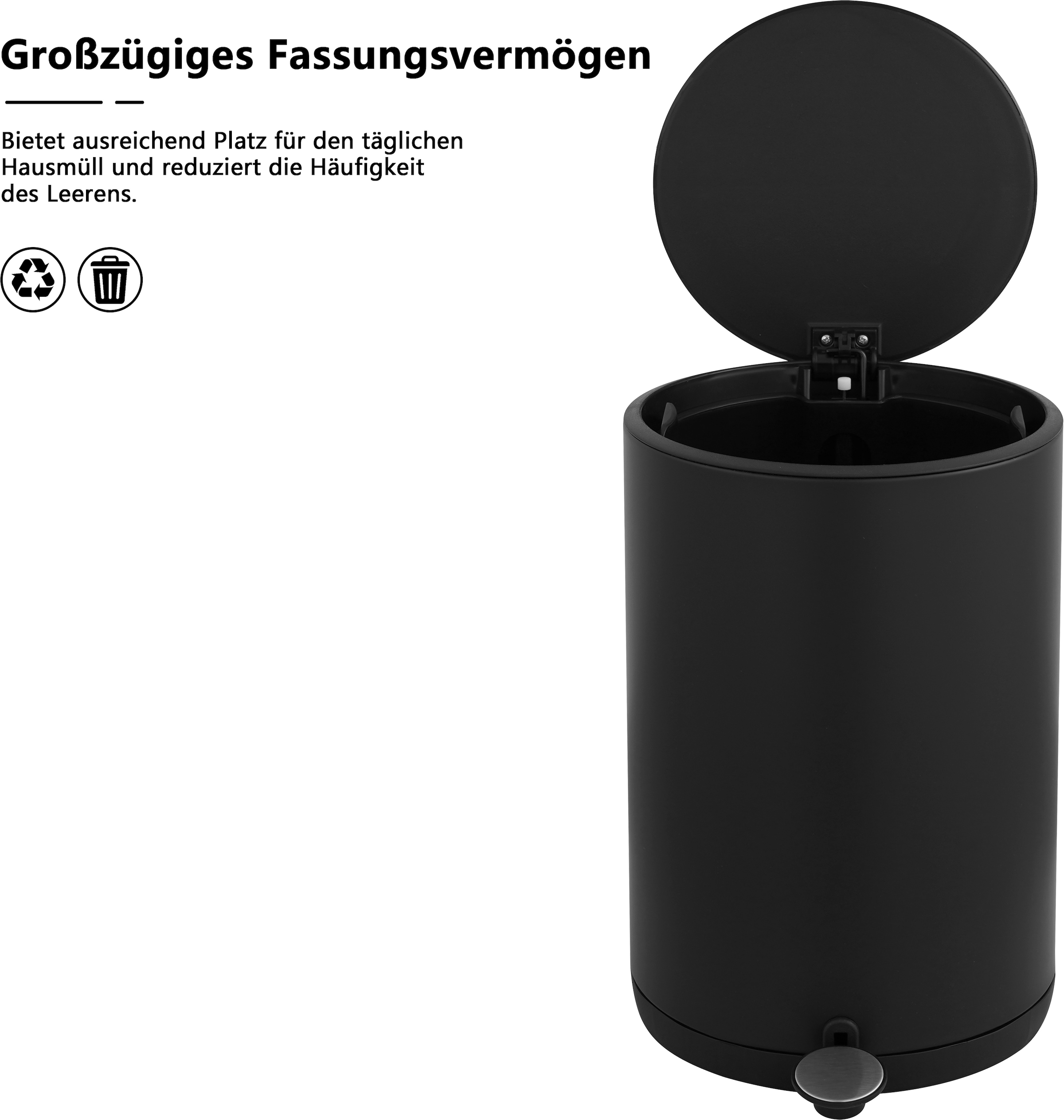 OTTO home Mülleimer »Lennu, Soft Close, versteckter Griff« 1 Behälter moderner Treteimer für Küche oder Bad, Abfalleimer mit Deckel