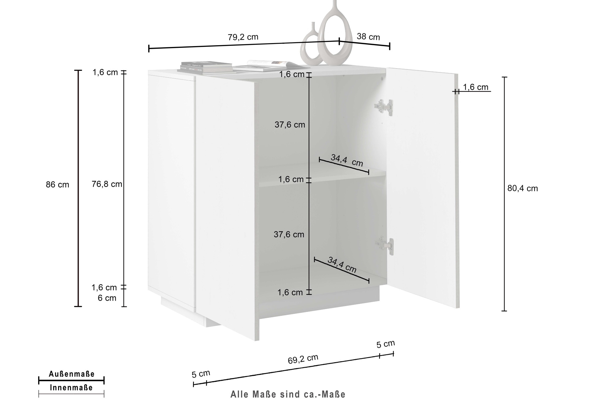 INOSIGN Aktenschrank »Coro, Mehrzweckschrank, Büroschrank mit 2 Türen«, & verstellbare Einlegeböden, Höhe 86 oder 166 cm, Made in Italy
