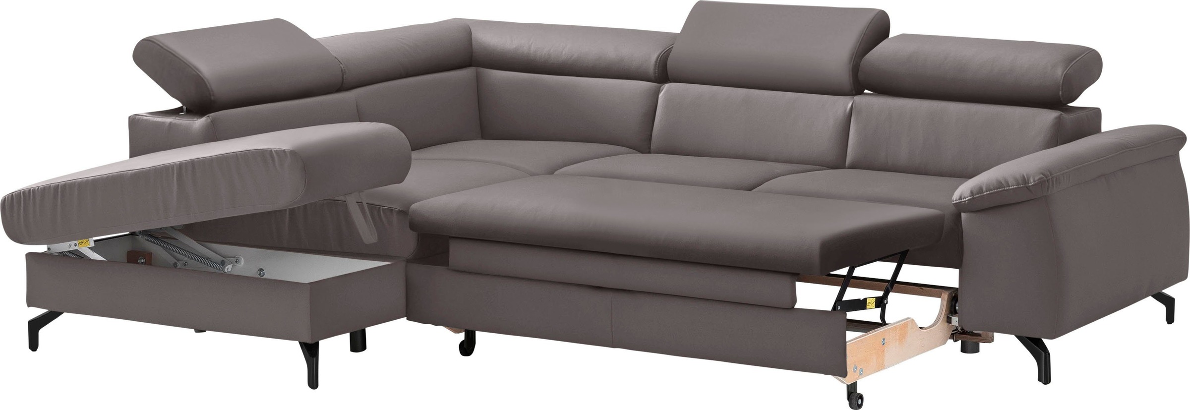 COTTA Polstergarnitur »Komaris L-Form«, (Set), Set bestehend aus: Ecksofa mit Kopfteilverstellung & Hocker