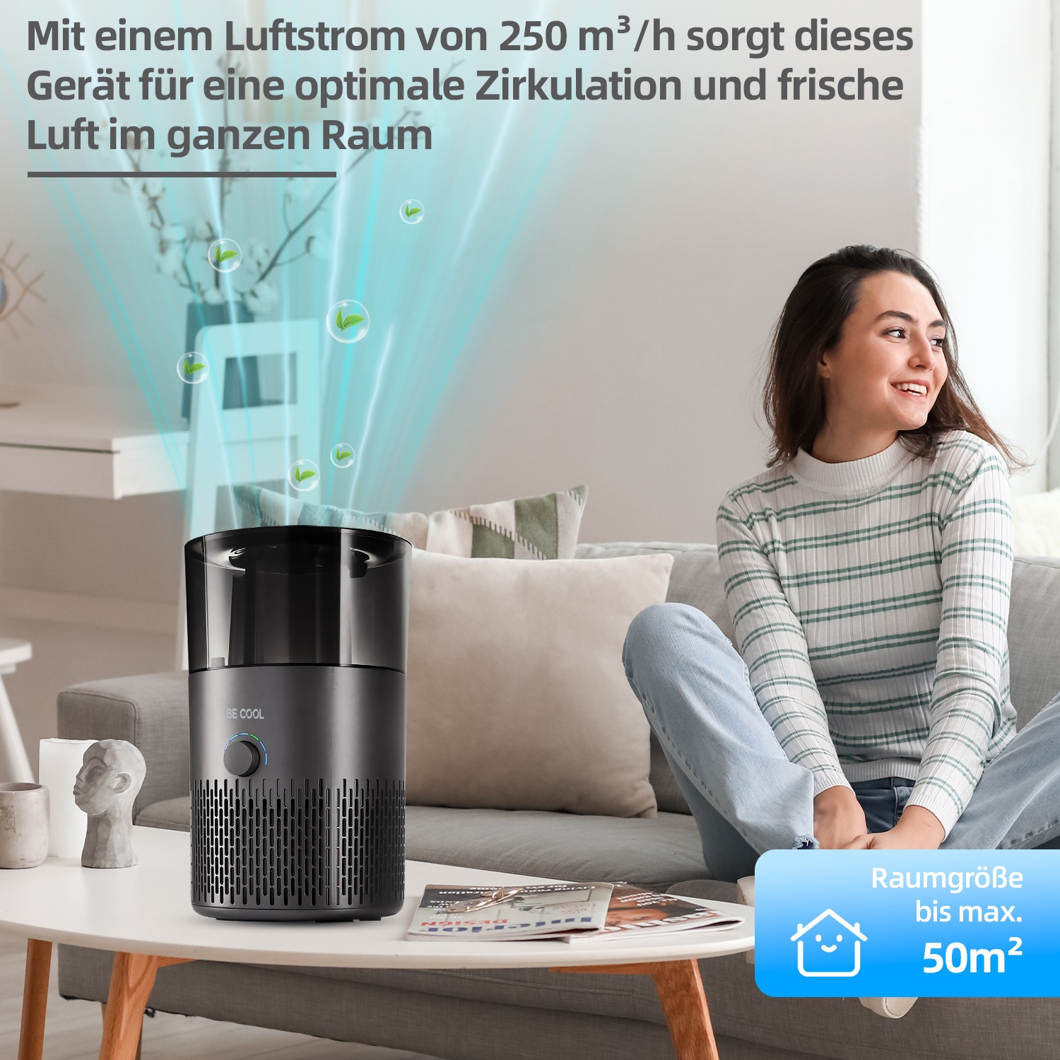 be cool Luftbefeuchter »Luftbefeuchter-/reiniger BCLB2402B«, 3,8 l Wassertank, Luftreinigungsfunktion mit HEPA-Filter, Aromafunktion