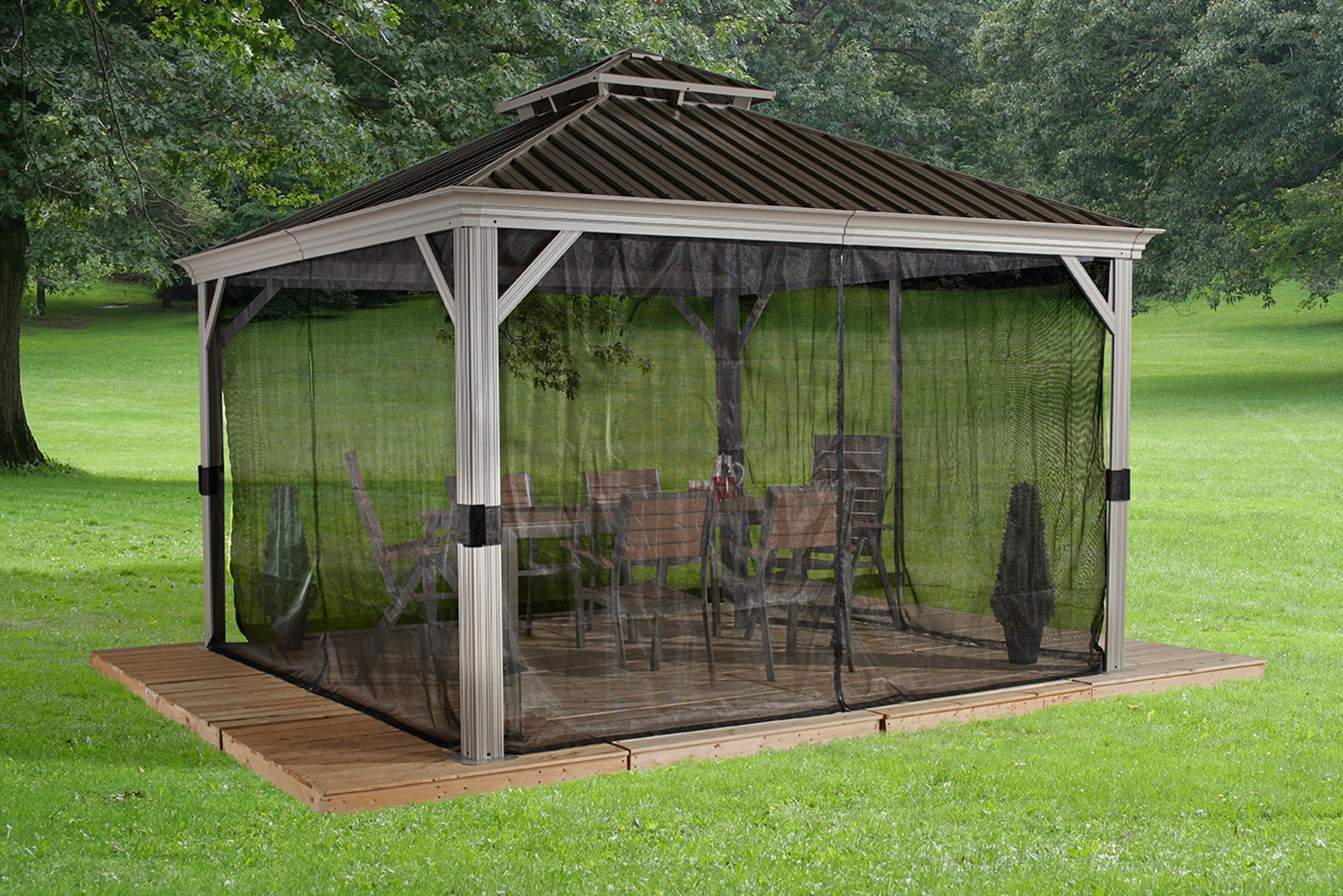 Sojag Pavillon »Gazebo Messina«, (Set), BxT: 363x483 cm, mit Moskitonetzen