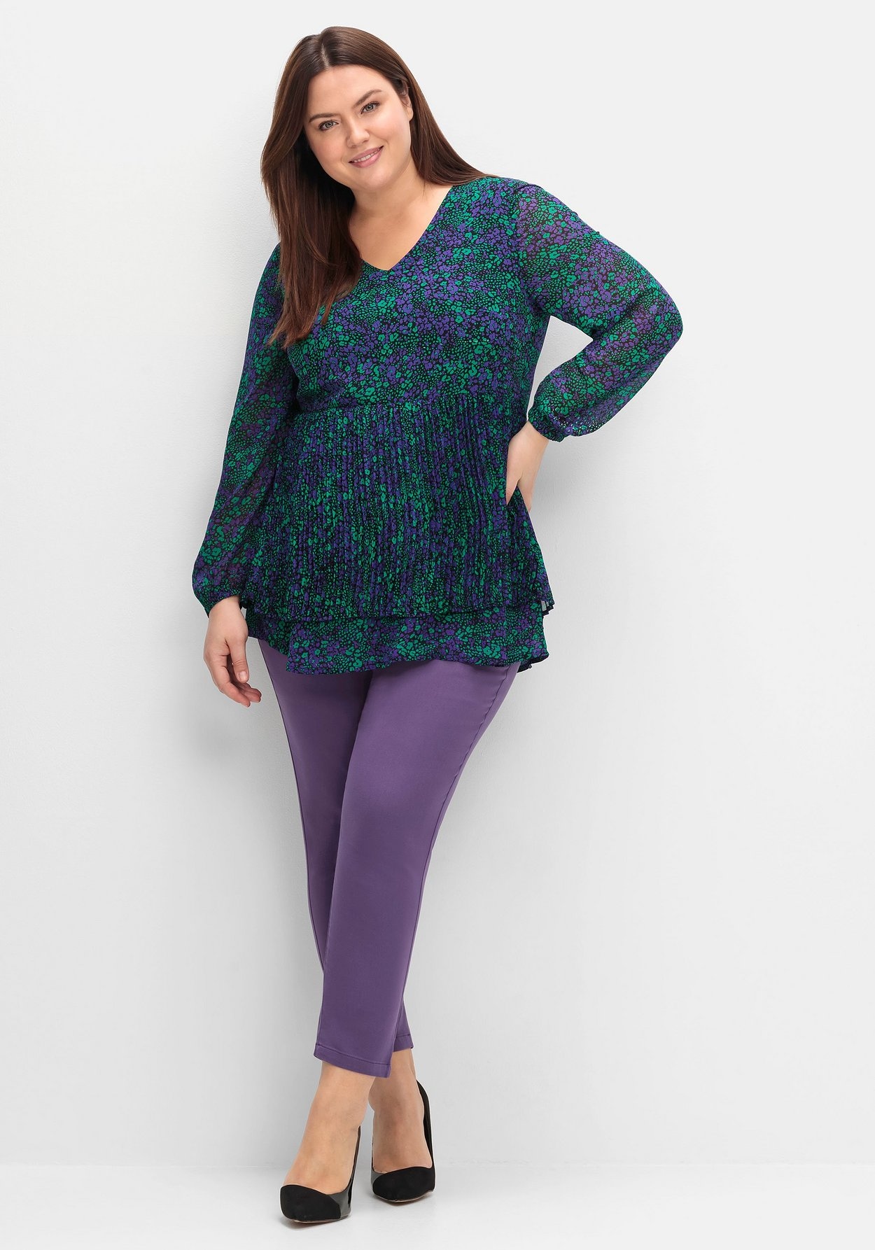 Sheego Tunika »Bedruckte Chiffontunika aus Chiffon, mit Futter«