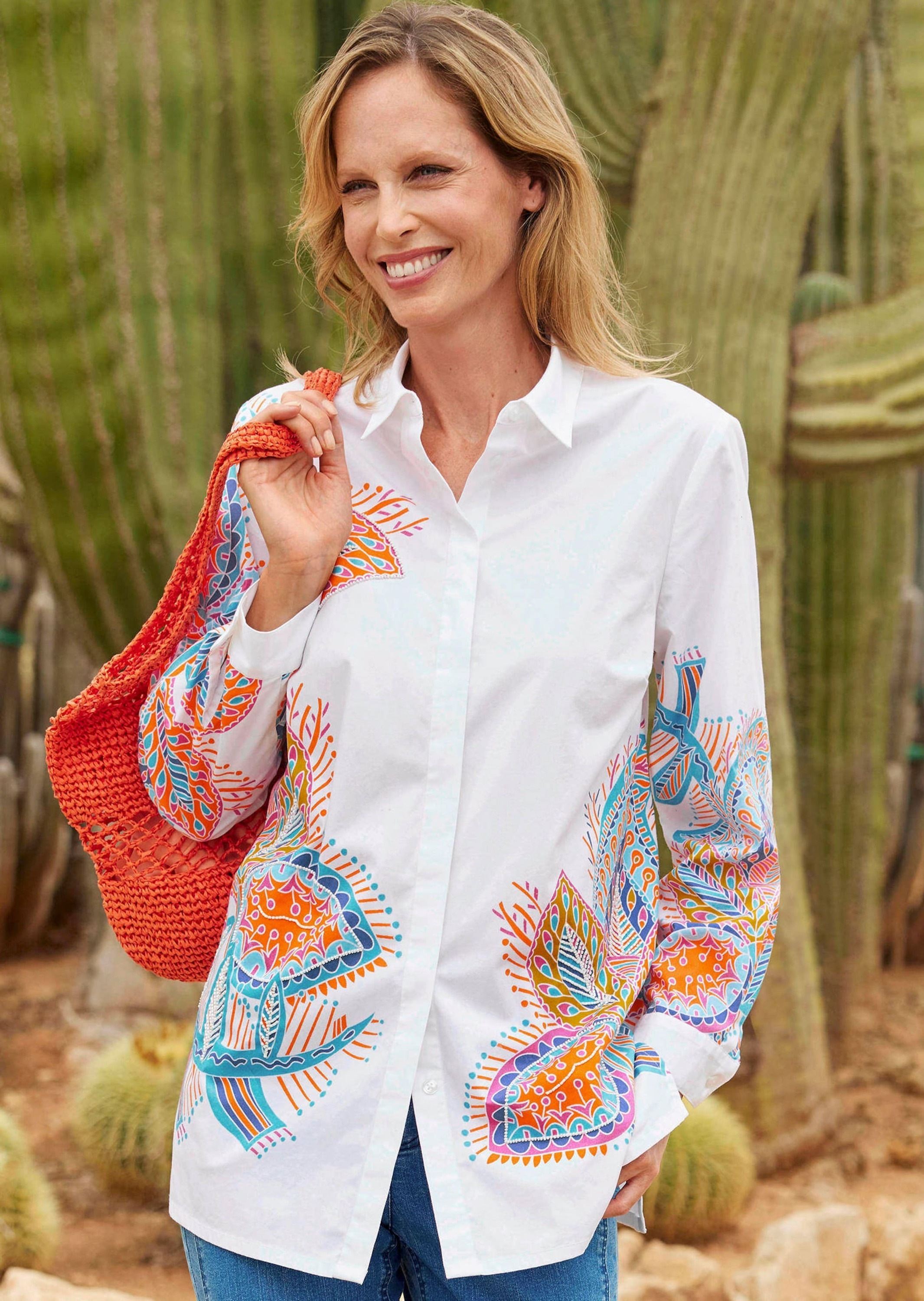 GOLDNER Kurzarmbluse »Elegante Langarmbluse mit Print«