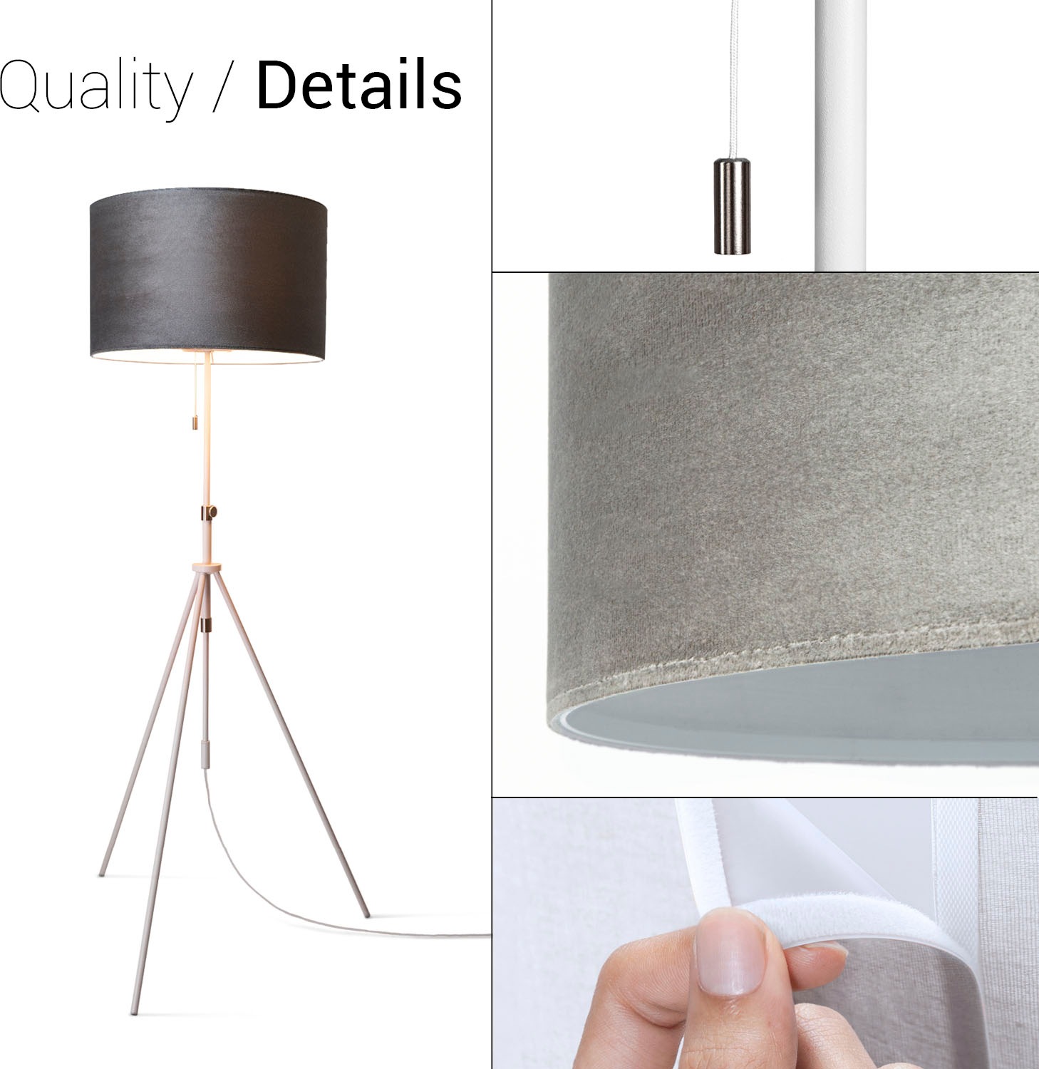 Paco Home Stehlampe »Naomi uni Color«, Leuchtmittel E27 | ohne Leuchtmittel, Wohnzimmer Höhenverstellbar 121,5 bis 176,5 cm Zugschalter Velour
