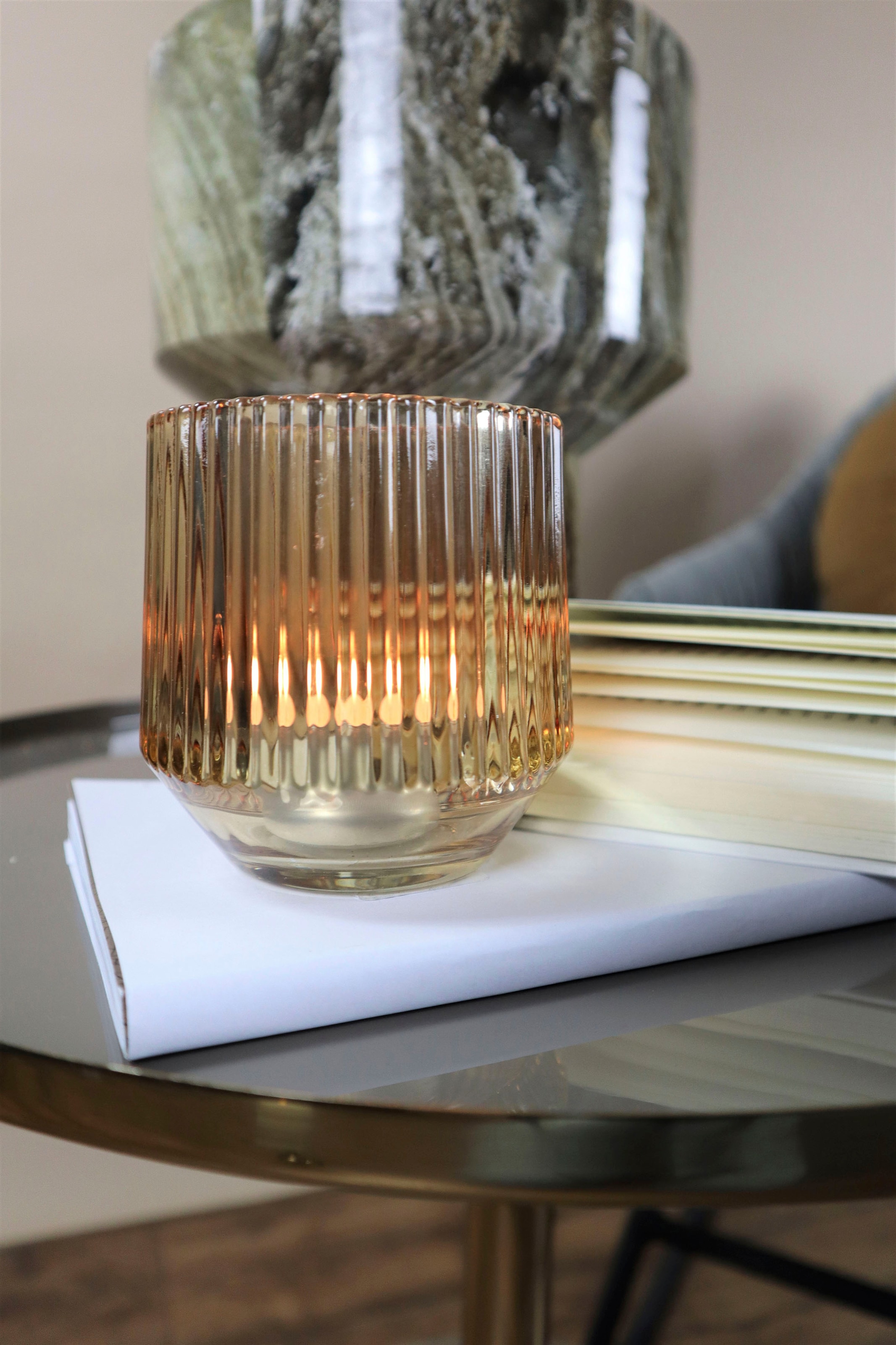 bestellen Teelichthalter ca. AM Rillen«, 9,5 cm 4 (Set, Design Online OTTO aus Shop Glas, im »mit Windlicht Ø St.),