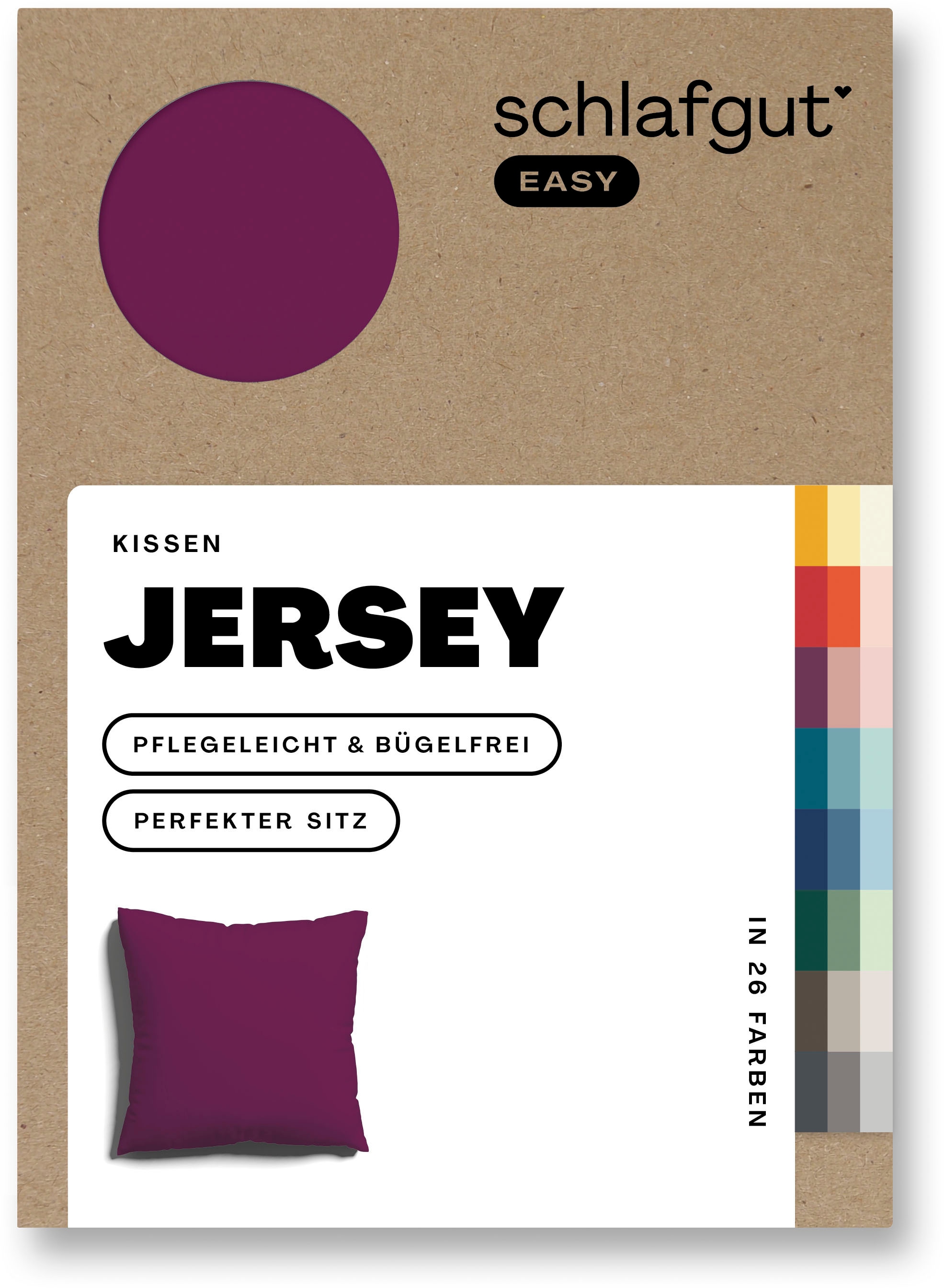 Schlafgut Kissenbezug »EASY JERSEY Kissenhülle 100% Baumwolle, weicher Edel-Jersey, bügelfrei« mit farblich angepasstem Reißverschluss, pflegeleicht, formstabil