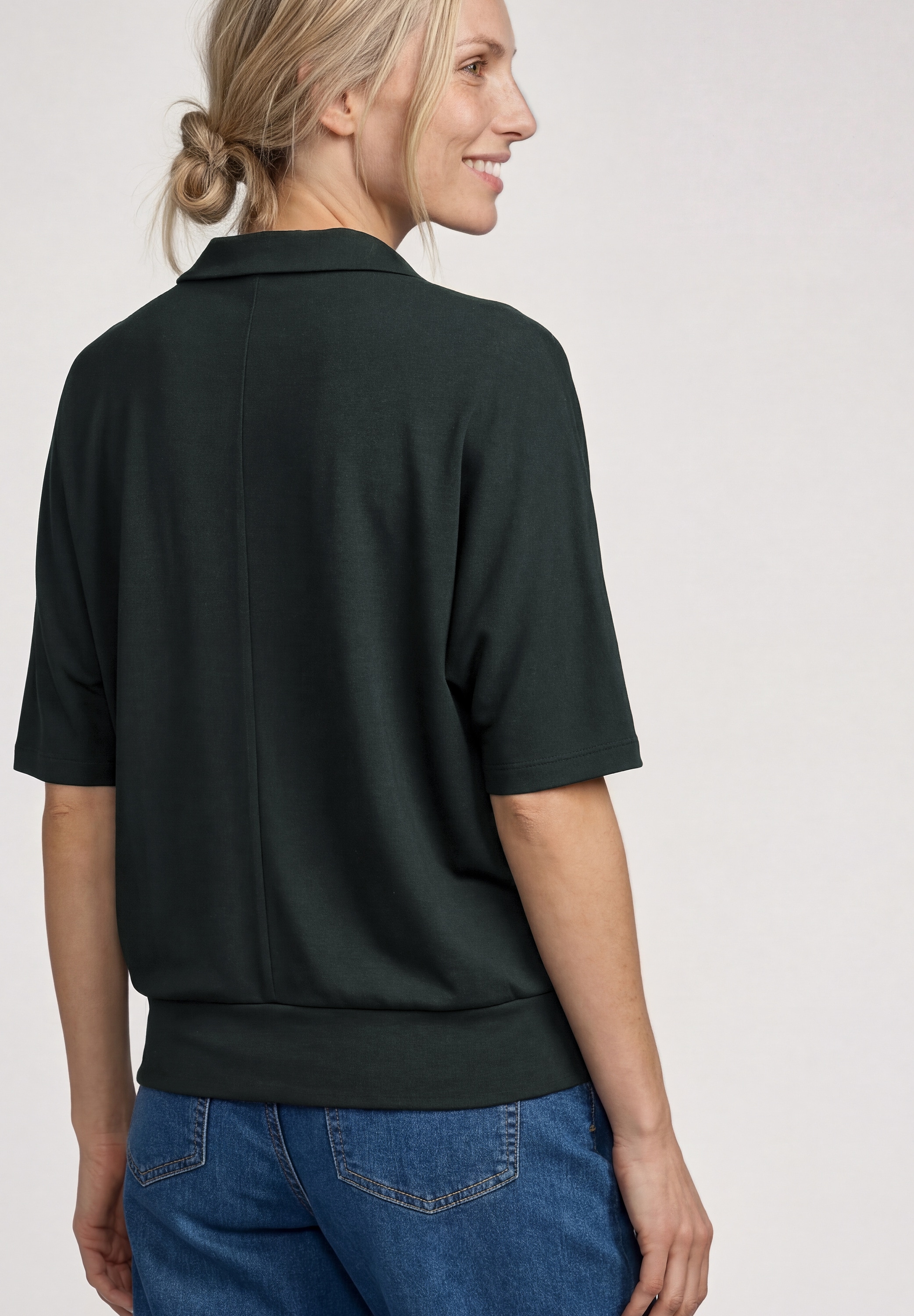 STREET ONE Poloshirt Sommershirt mit breitem elastischem Bund