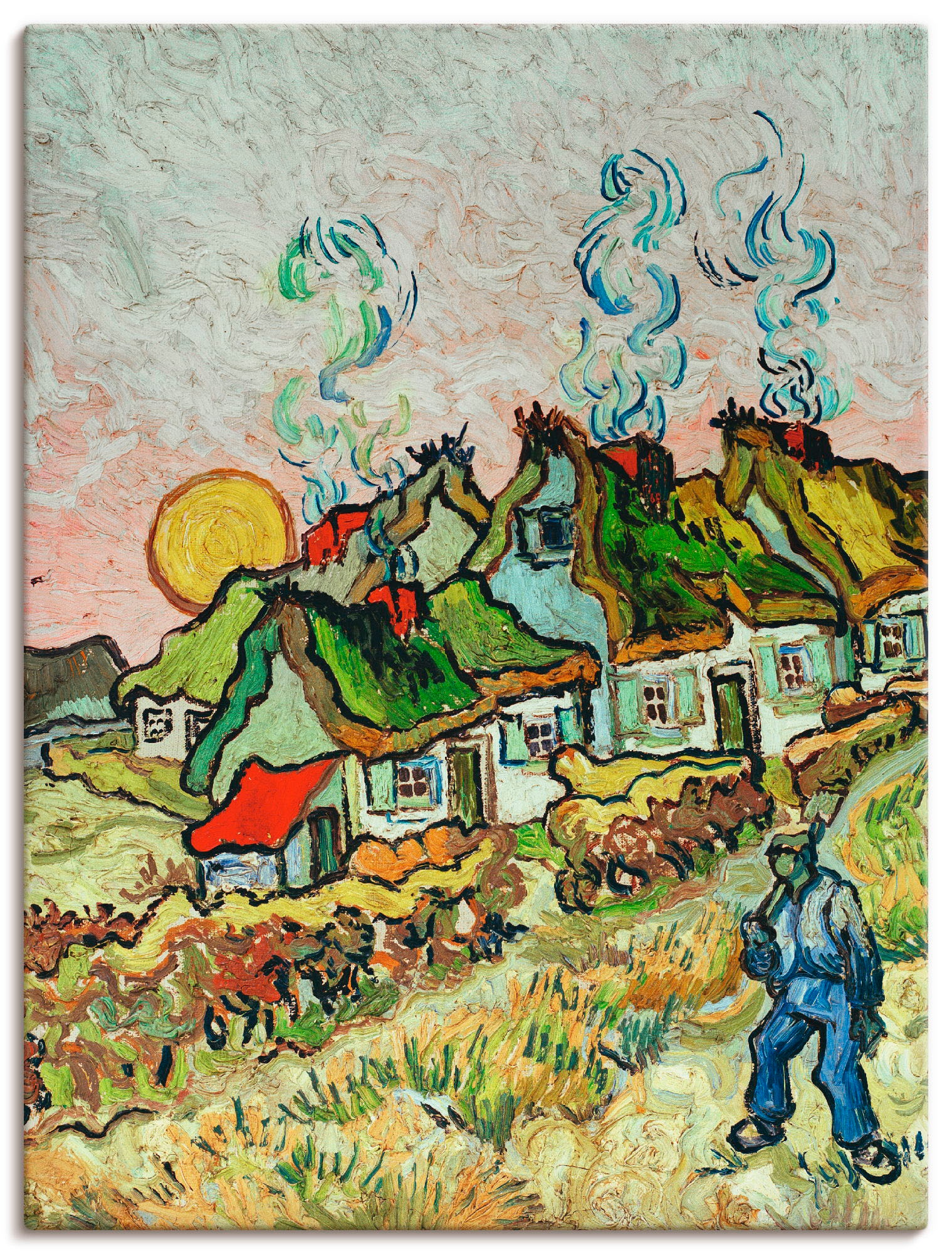 Artland Wandbild »Bauernhäuser bei Sonnenuntergang«, Sonnenaufgang & -untergang, (1 St.), in vielen Größen & Produktarten -Leinwandbild, Poster, Wandaufkleber / Wandtattoo auch für Badezimmer geeignet