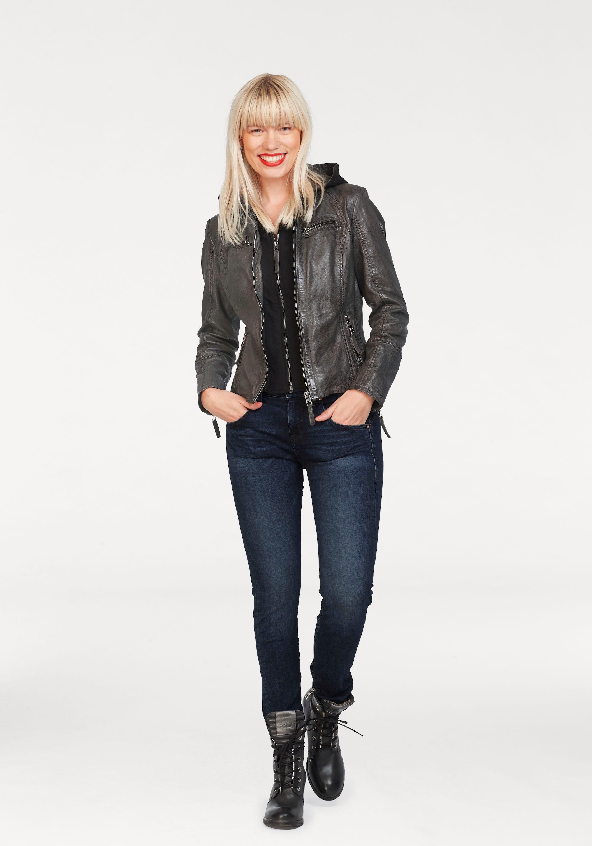 Mauritius Lederjacke »NOLA«, mit Kapuze, Two-in-One Style - mit abnehmbarer Jersey-Kapuze