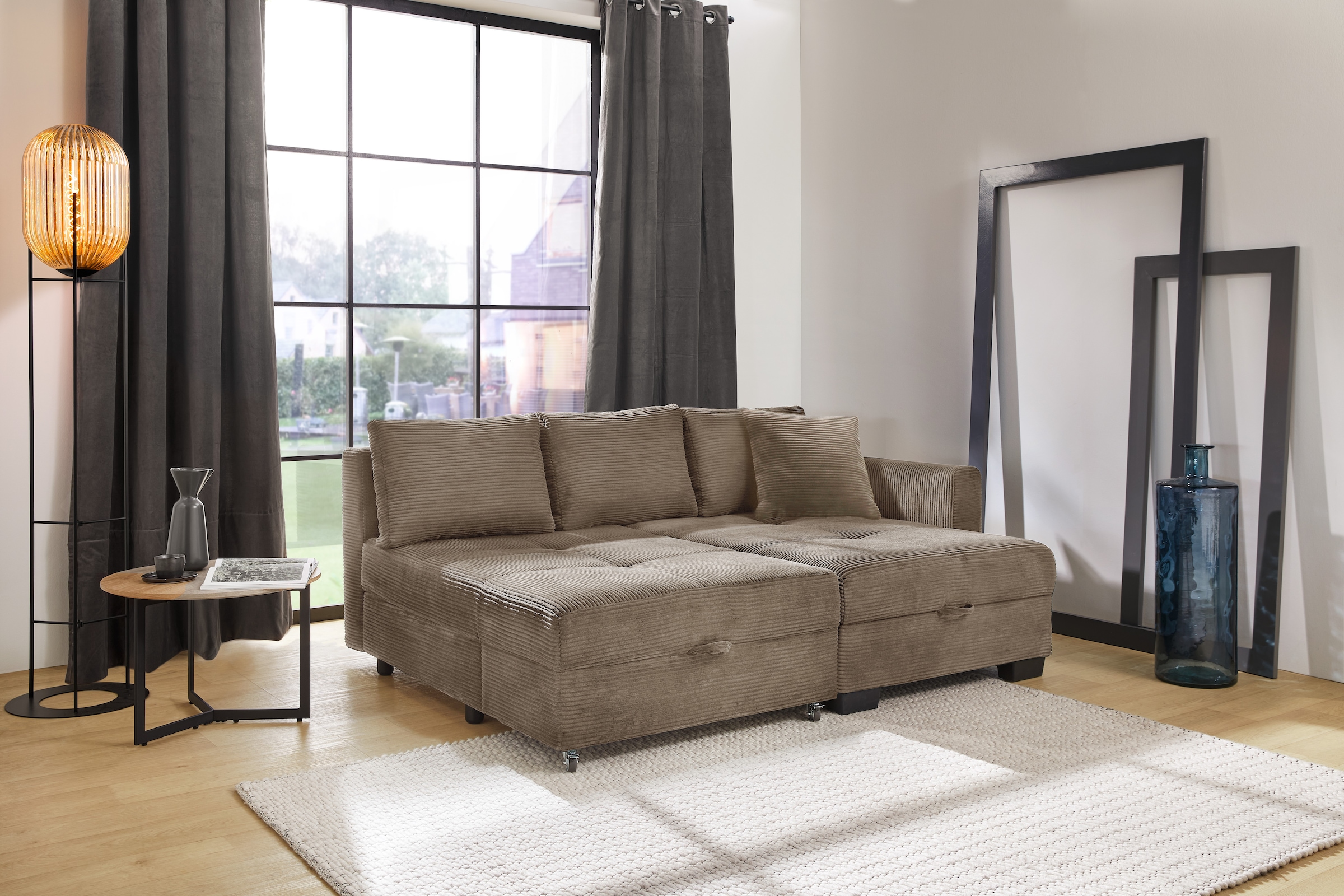 Jockenhöfer Gruppe Ecksofa »Fantasy, Dreh-Schwenk-Ottomane« inklusive Relax- und Schlaffunktion, Ottomane links/ rechts montierbar