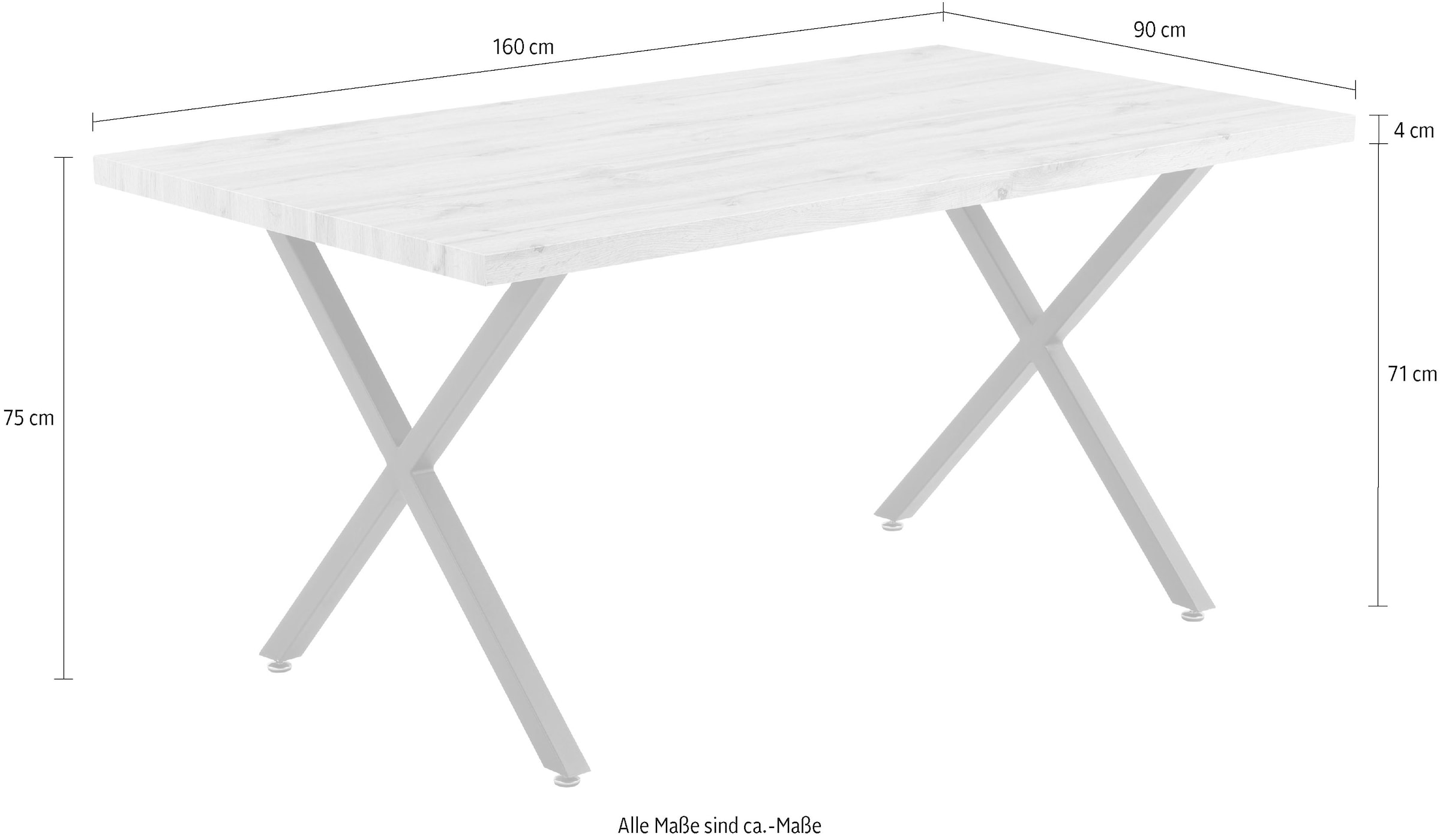 Home affaire Esstisch »Aage«, Wildeiche-Dekor, Breite 160 cm