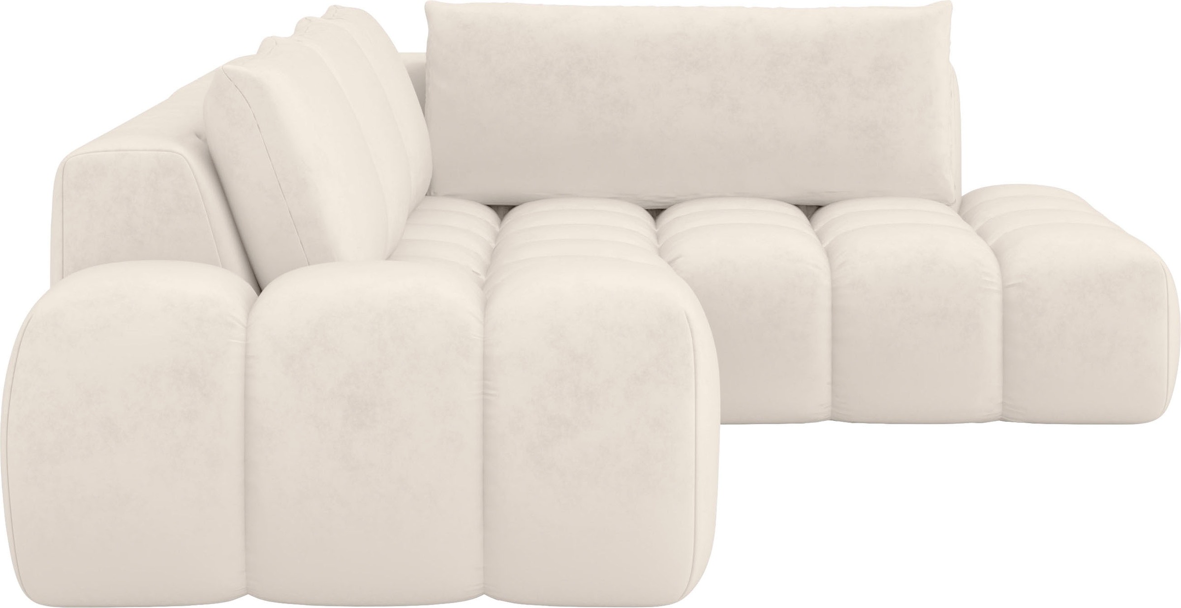 INOSIGN Ecksofa »AZITA Designsofa, elegant und bequem L-Form, Bubble-Optik«, lose Rückenkissen, traumhafte Steppung, Maße B/T/H: 352/210/72 cm