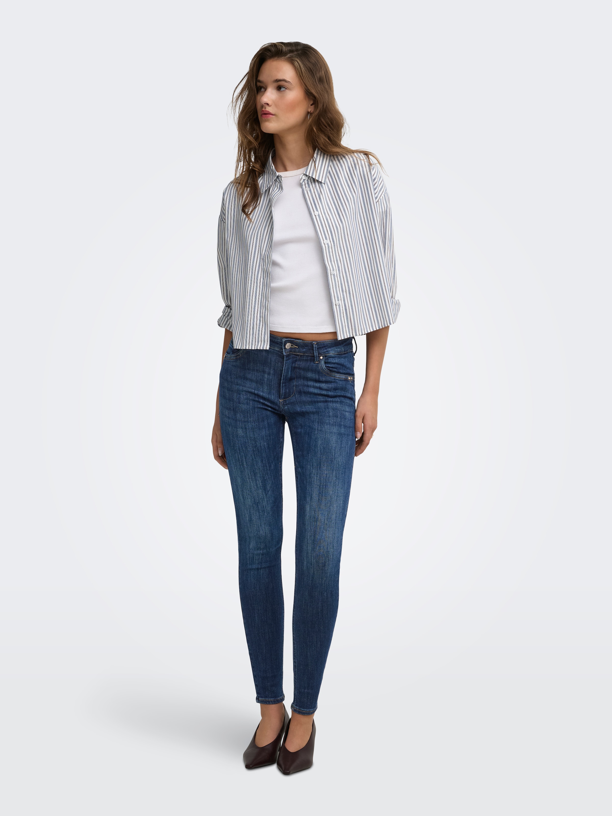 ONLY Skinny-fit-Jeans »ONLPOWER MID PUSH UP DET SK DNM« Baumwollmischung
