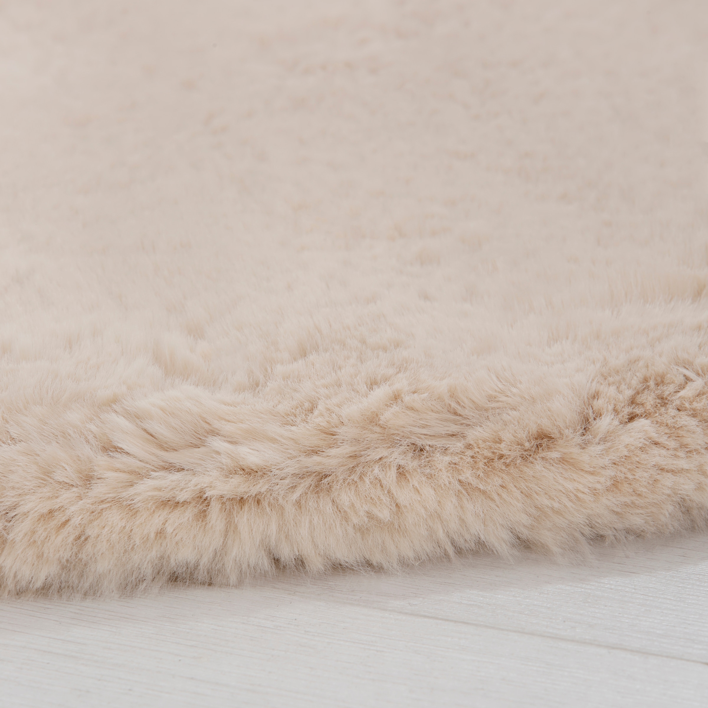 my home Fellteppich »Rabbit«, rund, 42 mm Höhe, runder Teppich, besonders weich dank Microfaser, flauschiges Kunstfell, Kaninchenfell-Haptik, fußbodenheizungsgeeignet, pflegeleicht, Teppiche für Wohnzimmer, Schlafzimmer & Esszimmer