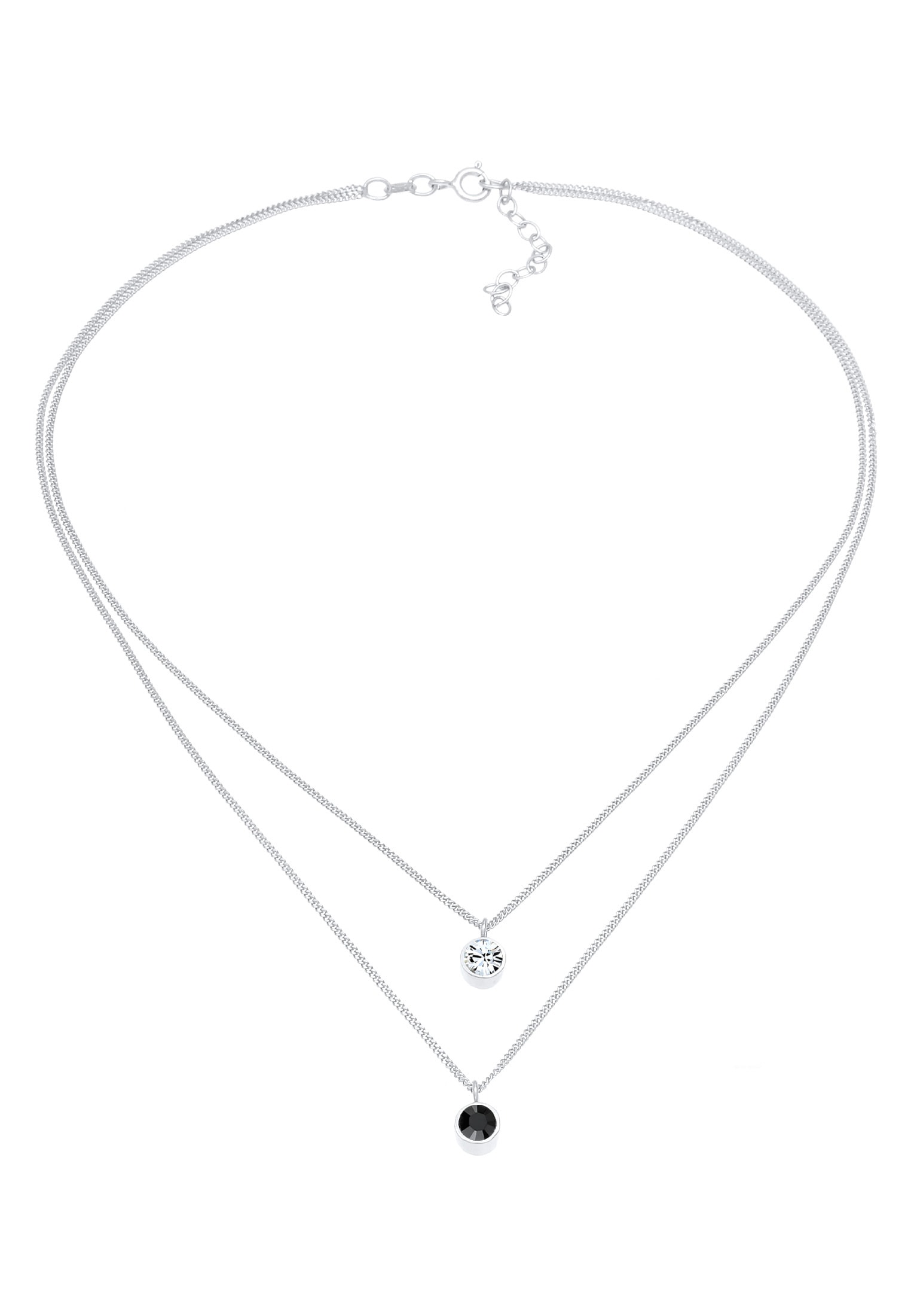Elli Silberkette »Halskette Choker Layer Kristalle Rund 925 Silber«