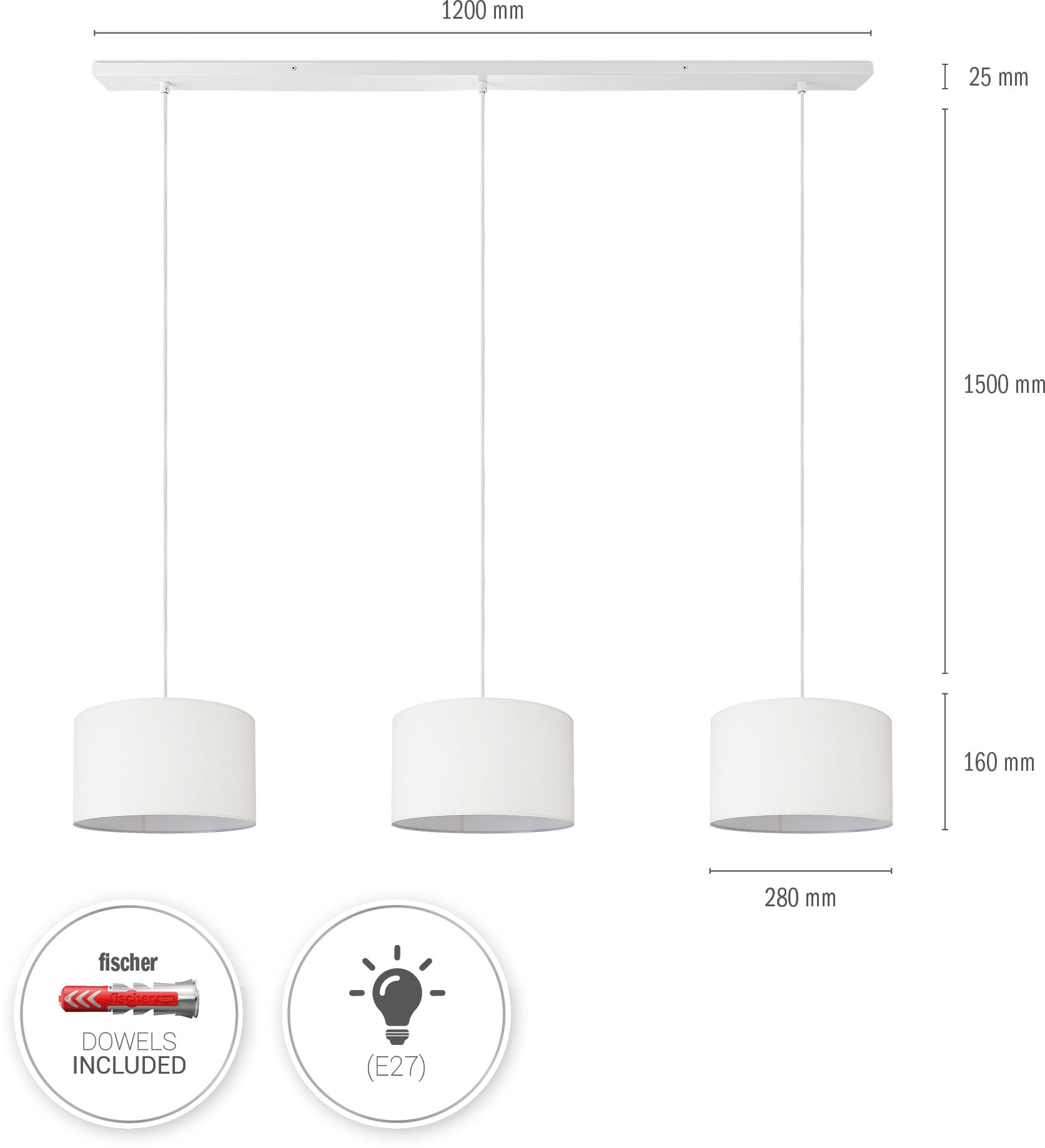 Paco Home Pendelleuchte »HUGO CANVAS UNI COLOR«, Leuchtmittel E27 | ohne Leuchtmittel, Pendelleuchte Wohnzimmer Hängelampe Esszimmer Lampenschirm E27 Uni