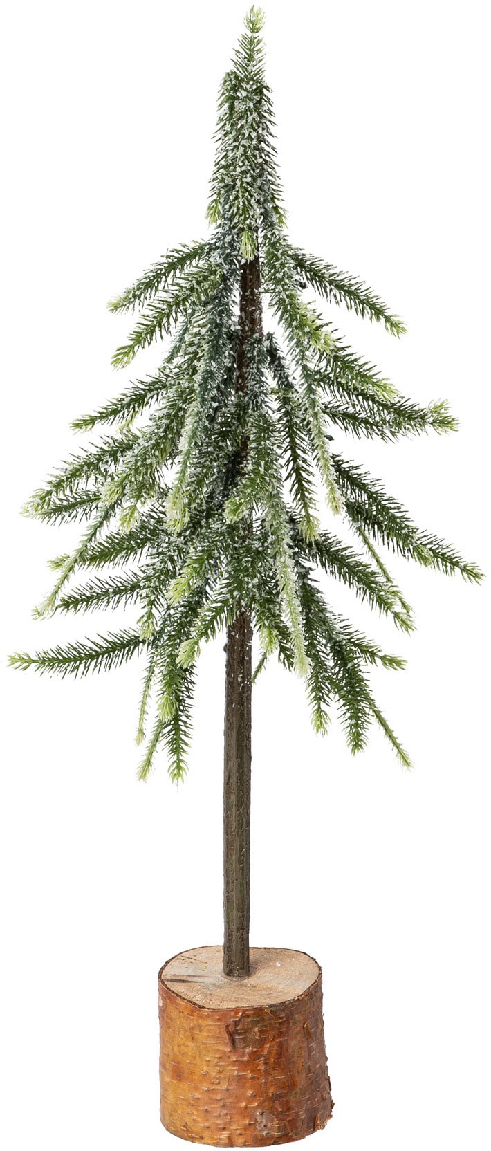 Dekobaum »Janosch, Weihnachtsdeko«, Fichtenstamm mit beschneiten Zweigen auf Holzsockel