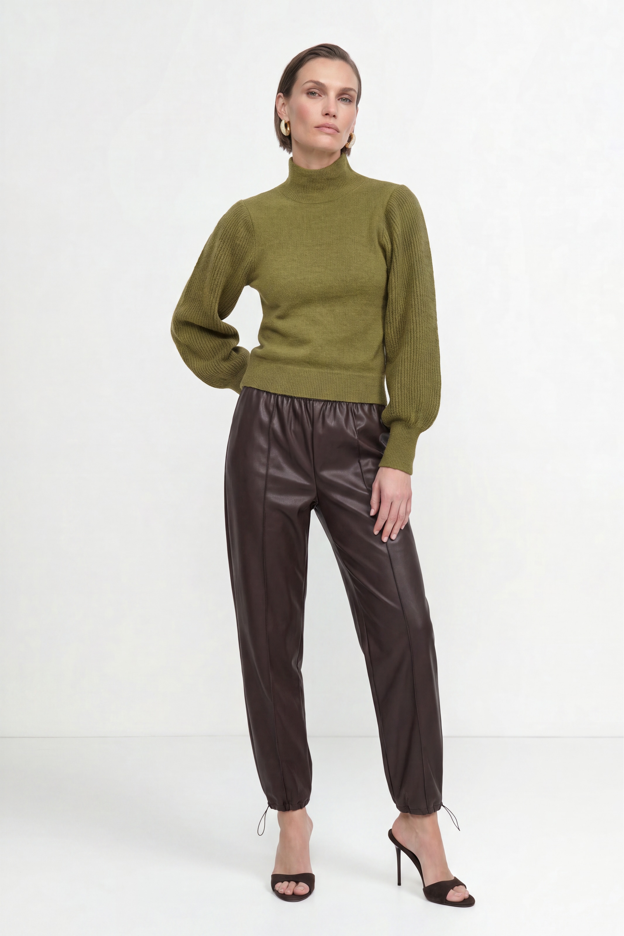 RICHROYAL Stehkragenpullover Regular fit mit Alpakawolle, Stehkragen, Puffärmel