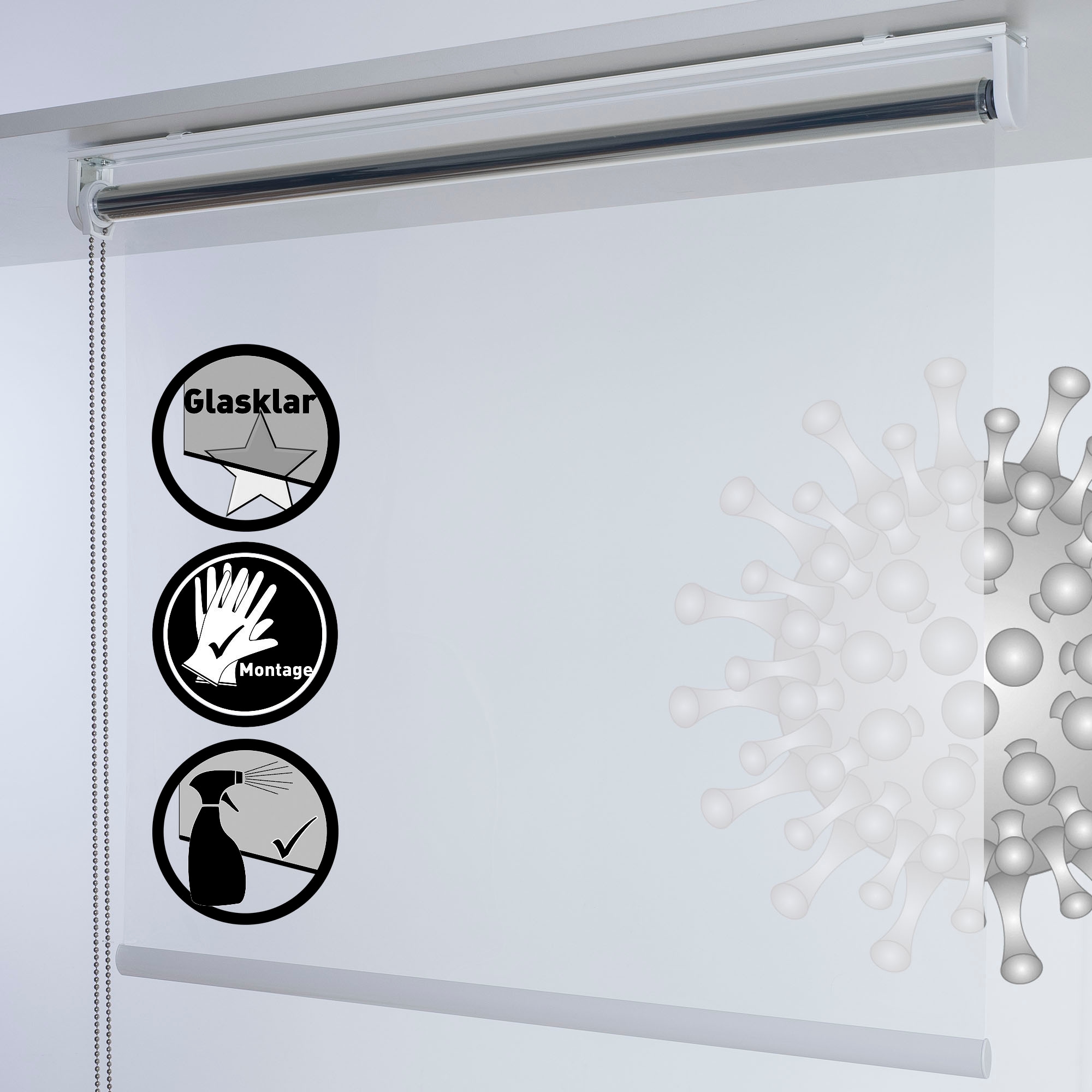 Liedeco Seitenzugrollo »Infektionsschutzrollo« transparent mit Bohren freihängend Infektionsschutzrollo Trennwand Transparentes Rollo