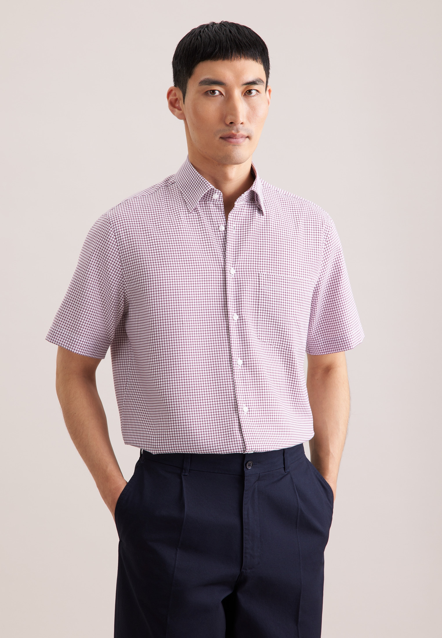 seidensticker Businesshemd »Schwarze Rose« Regular 1/2 Covered-Button-Down-Kragen Karo