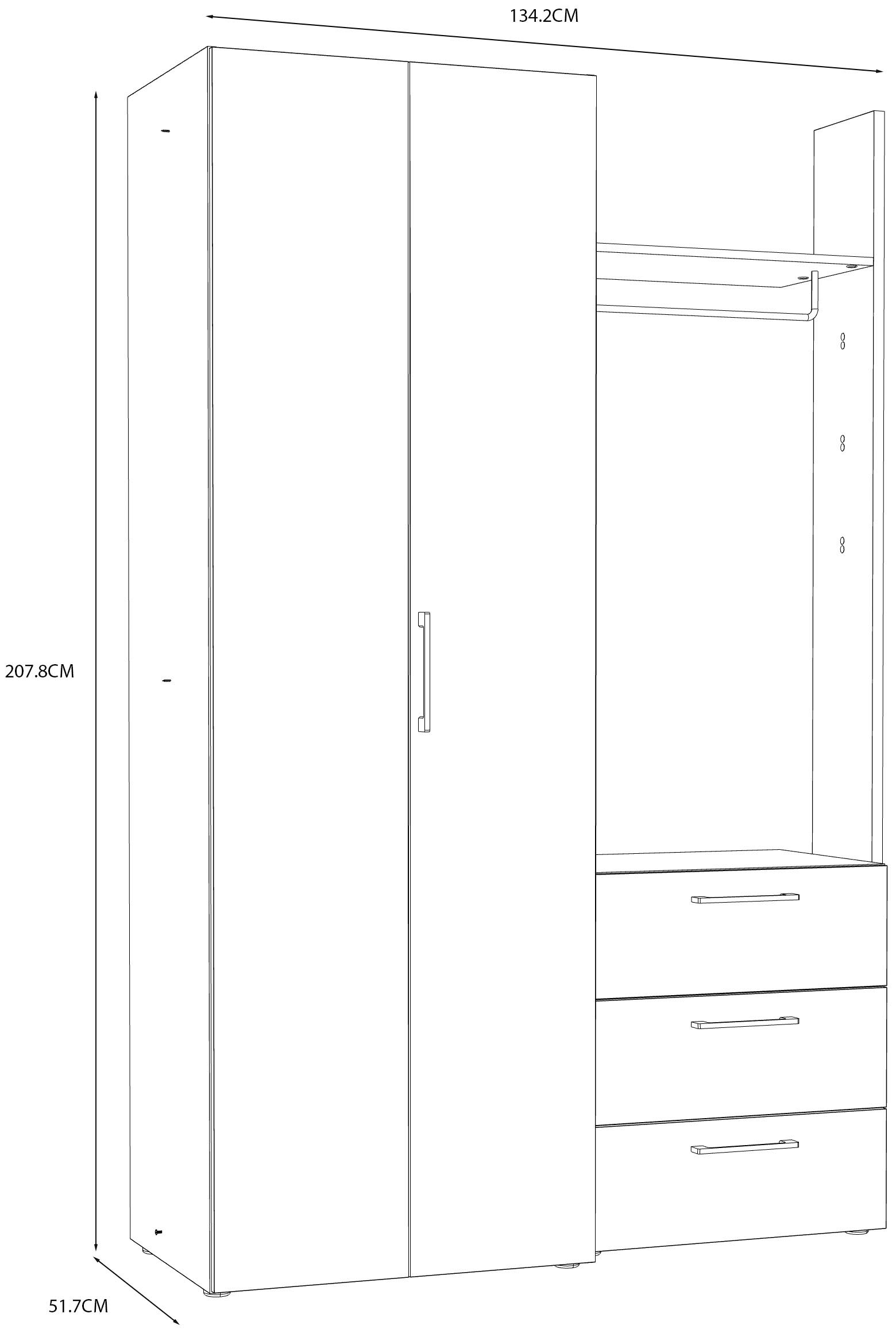 FORTE Garderobenschrank »Canberra«, Breite im 134 cm Online OTTO Shop
