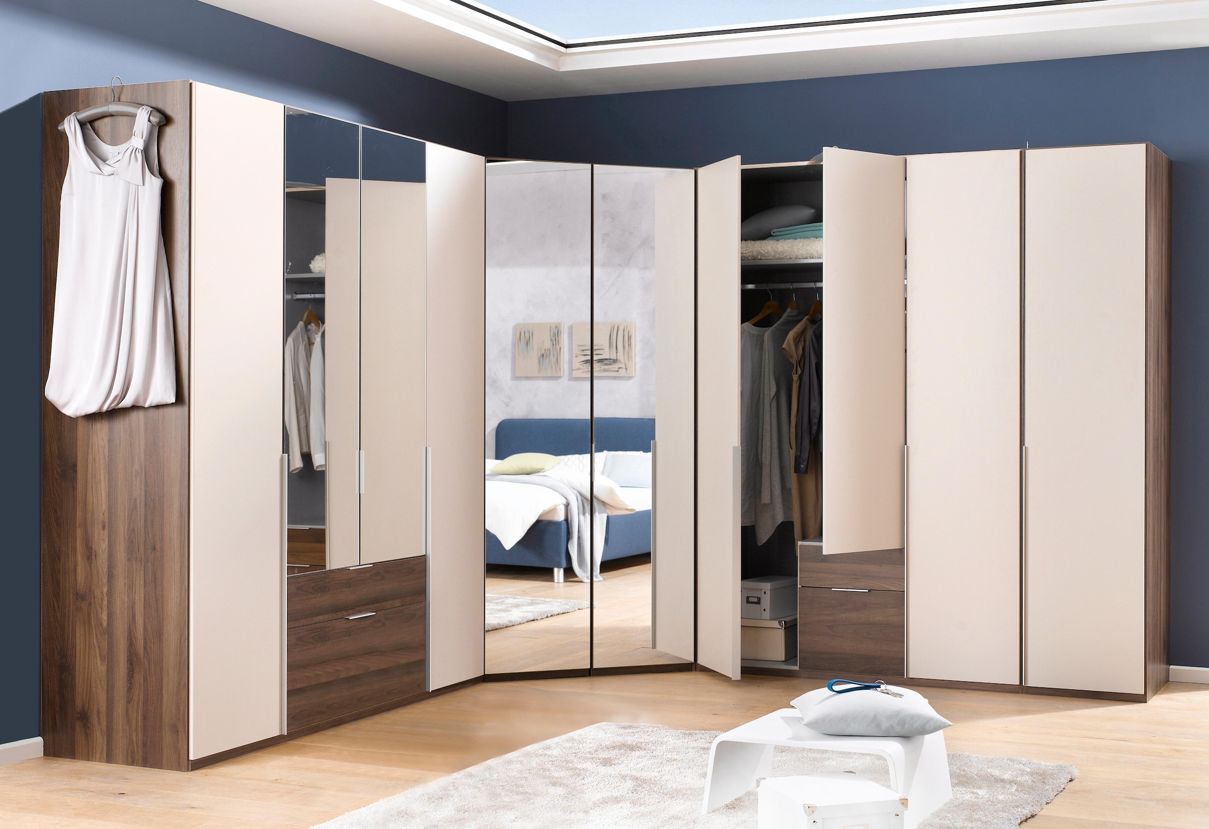 Wimex Eckkleiderschrank Spiegeltüren OTTO mit »New im LED Leuchte Online Shop York«, und bestellen