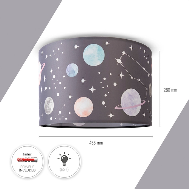 Paco Home Deckenleuchte »Hugo Cosmo«, Kinderzimmer Deckenleuchte Kinder  Lampe Weltall Planet Stoffschirm bei OTTO