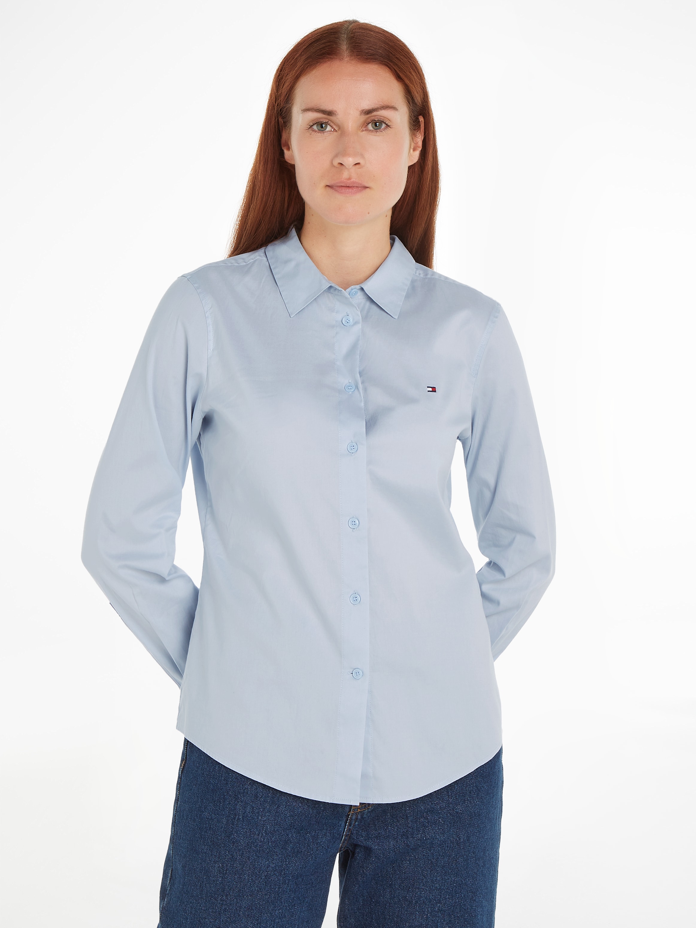 Tommy Hilfiger Hemdbluse »STRETCH OXFORD REGULAR SHIRT«, mit Logostickerei