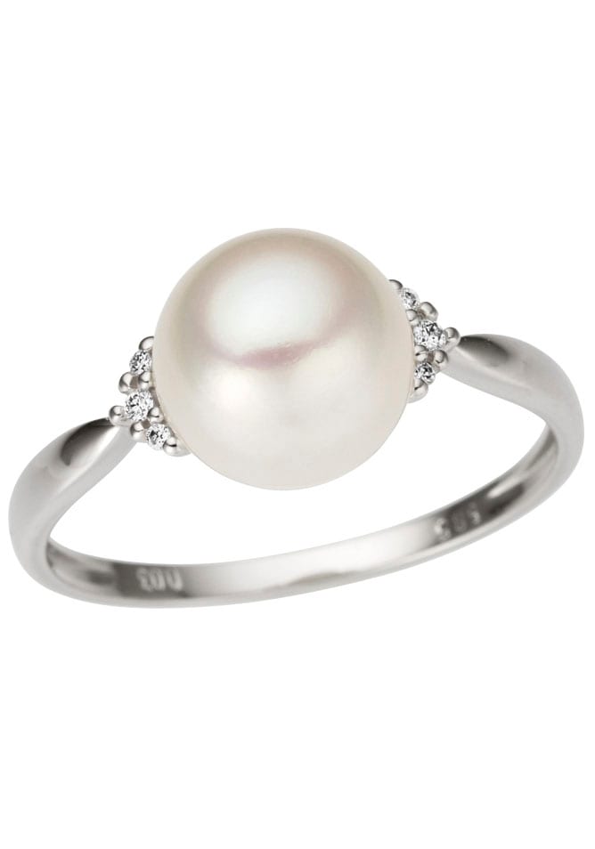 Firetti Perlenring »Schmuck Geschenk Gold 333 Fingerring Damenring Perle«, mit Süßwasserzuchtperle - mit Brillanten