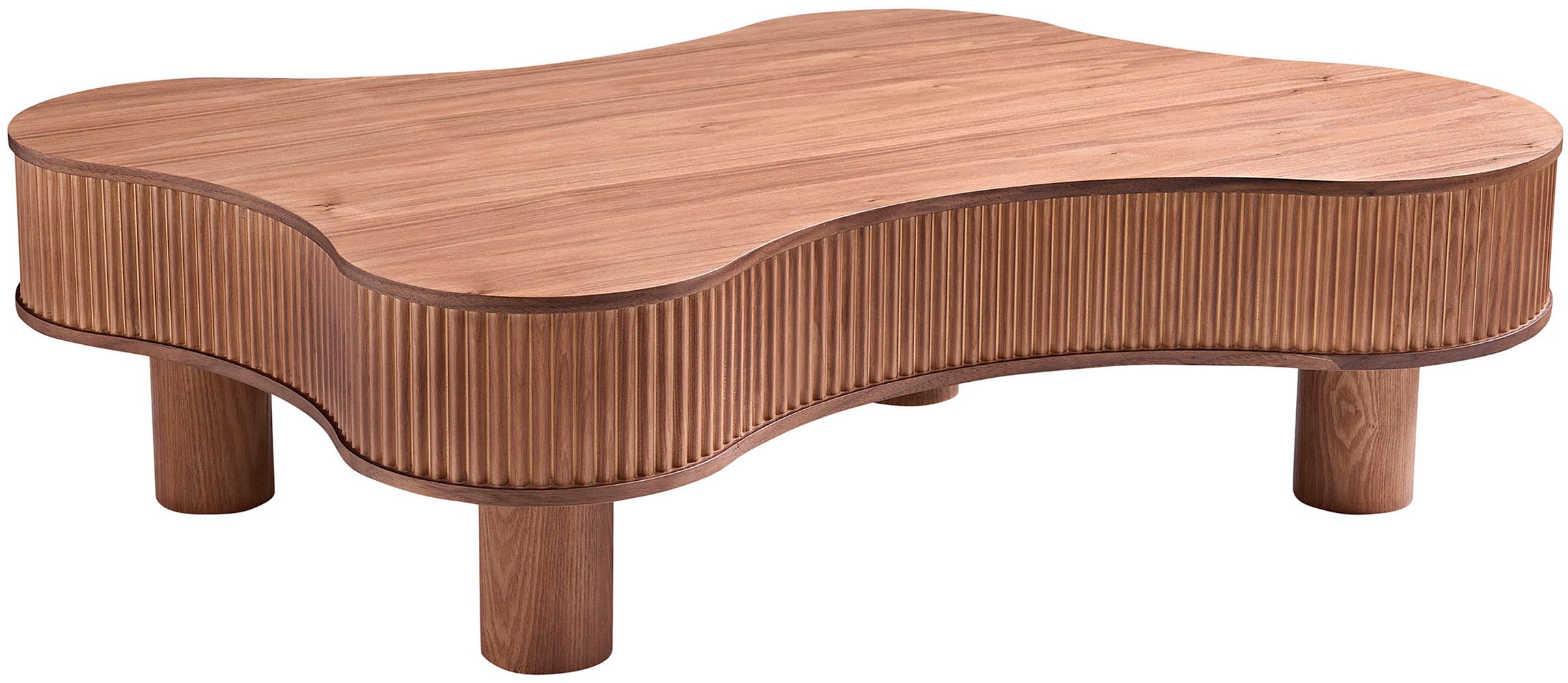 SalesFever Couchtisch »Wohnzimmertisch organisch mit Massivholz-Lamellen 115 x 75 cm« 1 Stk. tlg. Stilvoller & moderner Holztisch mit Echtholzfurnier