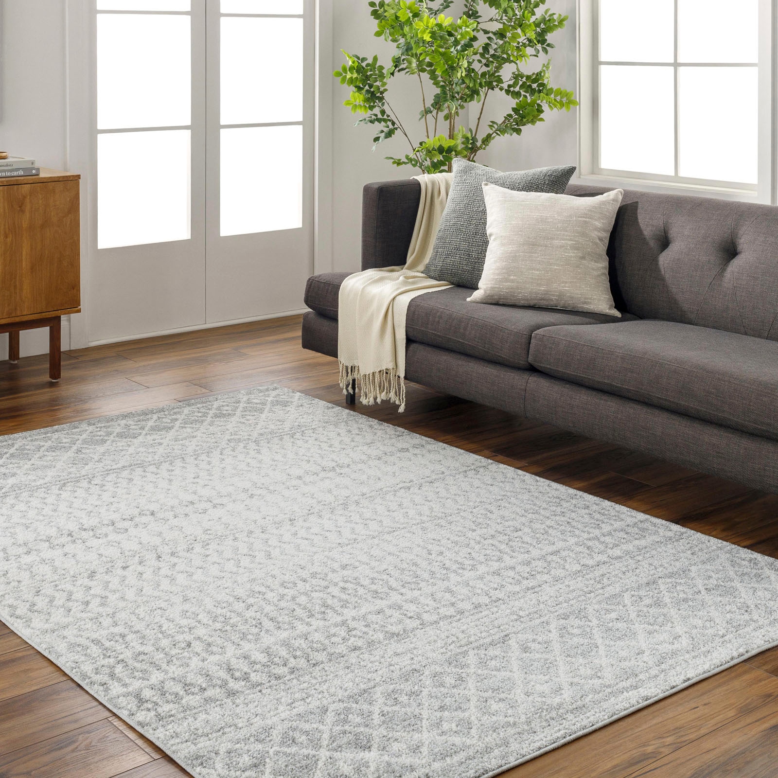 Livabliss Teppich »NICE«, rechteckig, 8 mm Höhe, Skandi Design, Boho Kurzflor Wohnzimmerteppich, Schlafzimmer, Grau