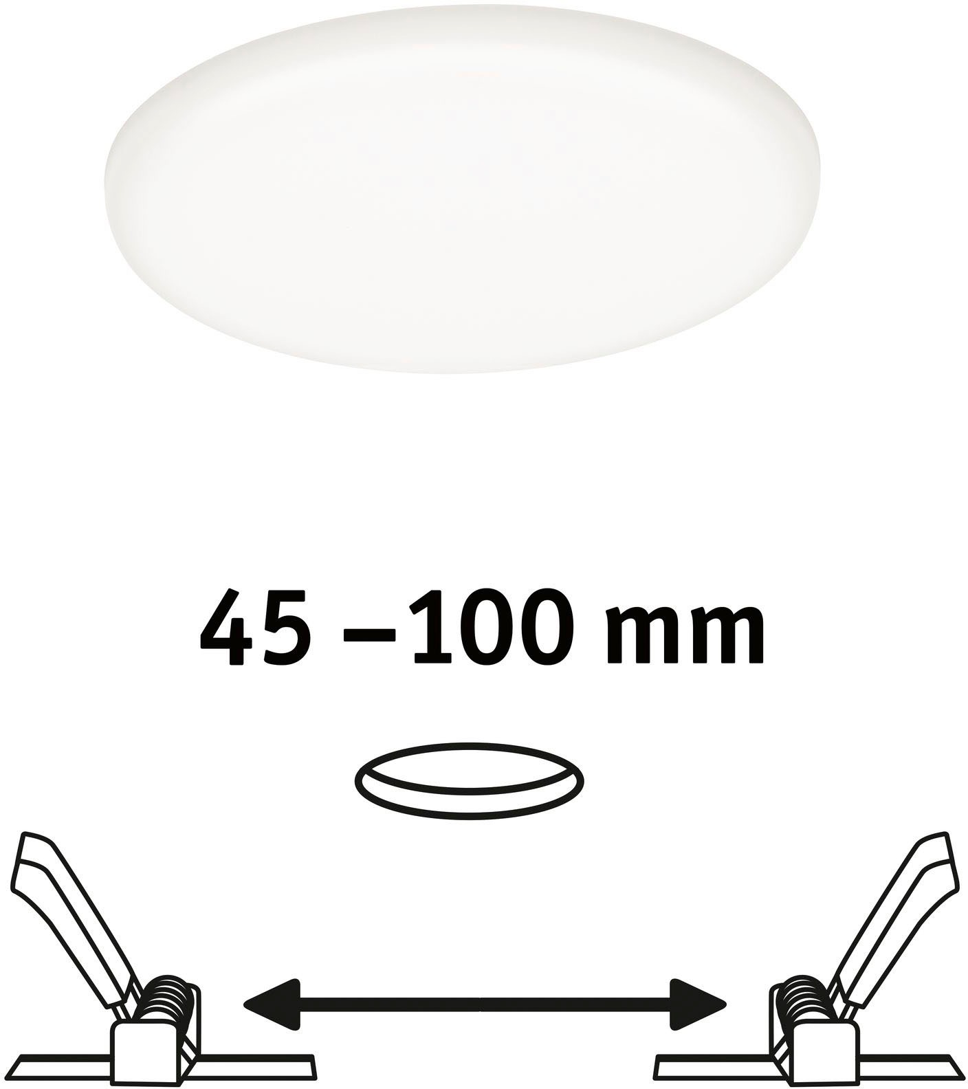 Paulmann LED Einbauleuchte »LED Einbaupanel Veluna VariFit IP44 rund 125mm 8,5W 4.000K Satin«, 1 flammig, LED Einbaupanel Veluna VariFit IP44 rund 125mm 8,5W 4.000K Satin