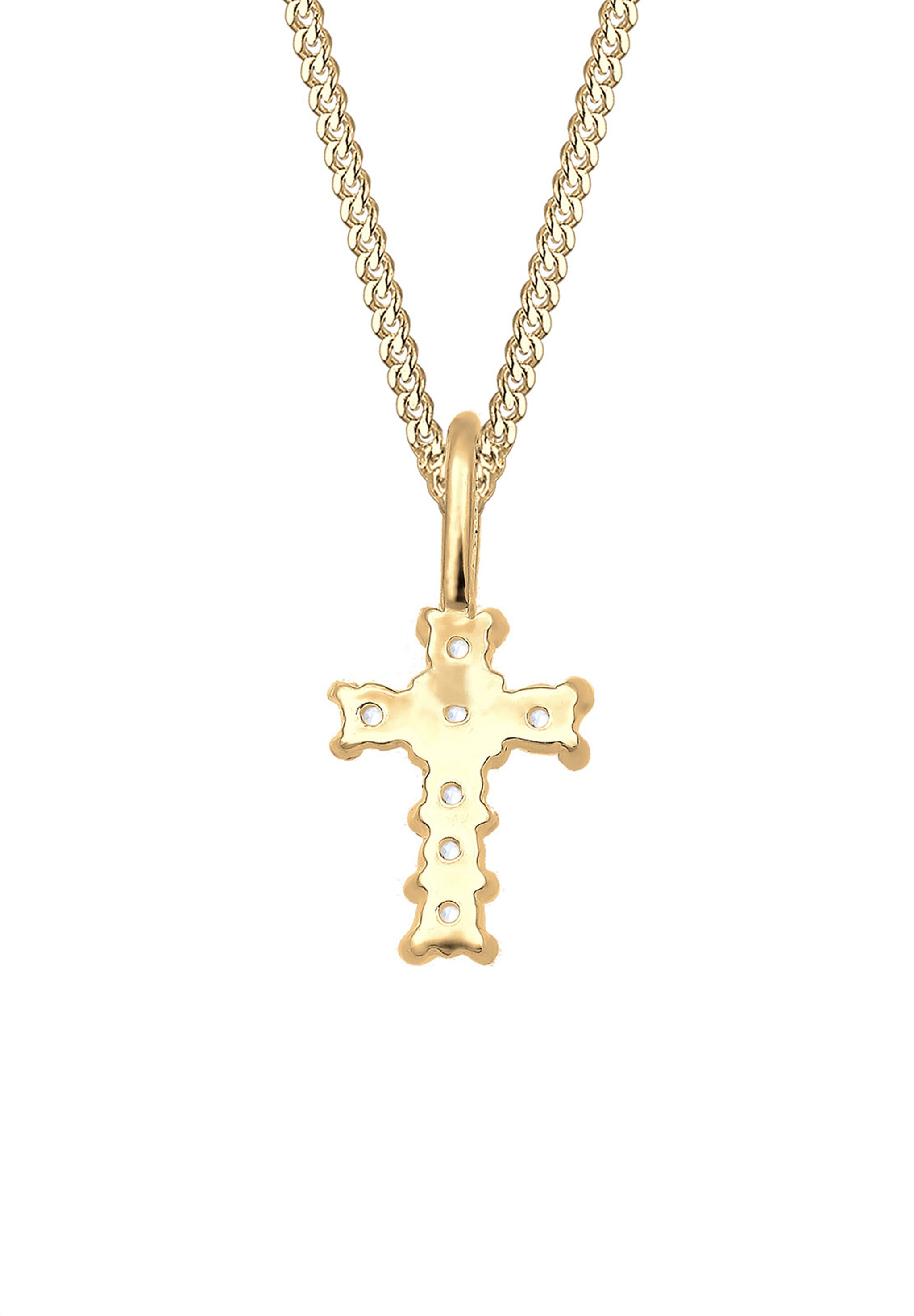 Elli Premium Silberkette »Halskette Kreuz Religion Glaube Symbol Topas 585 Gelbgold«
