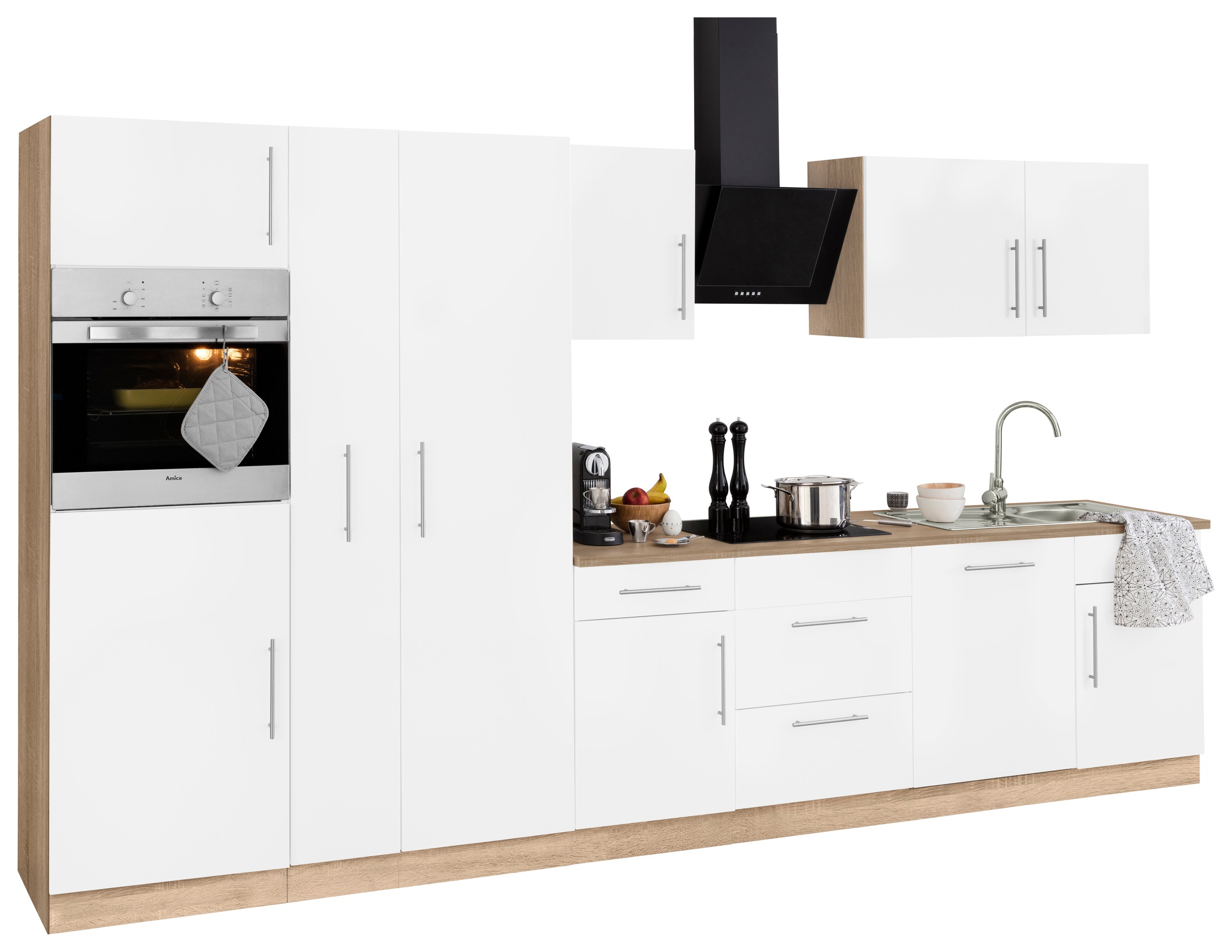 wiho Küchen bei Breite »Cali«, online 360 cm OTTO Küchenzeile mit E-Geräten, mit Metallgriffen