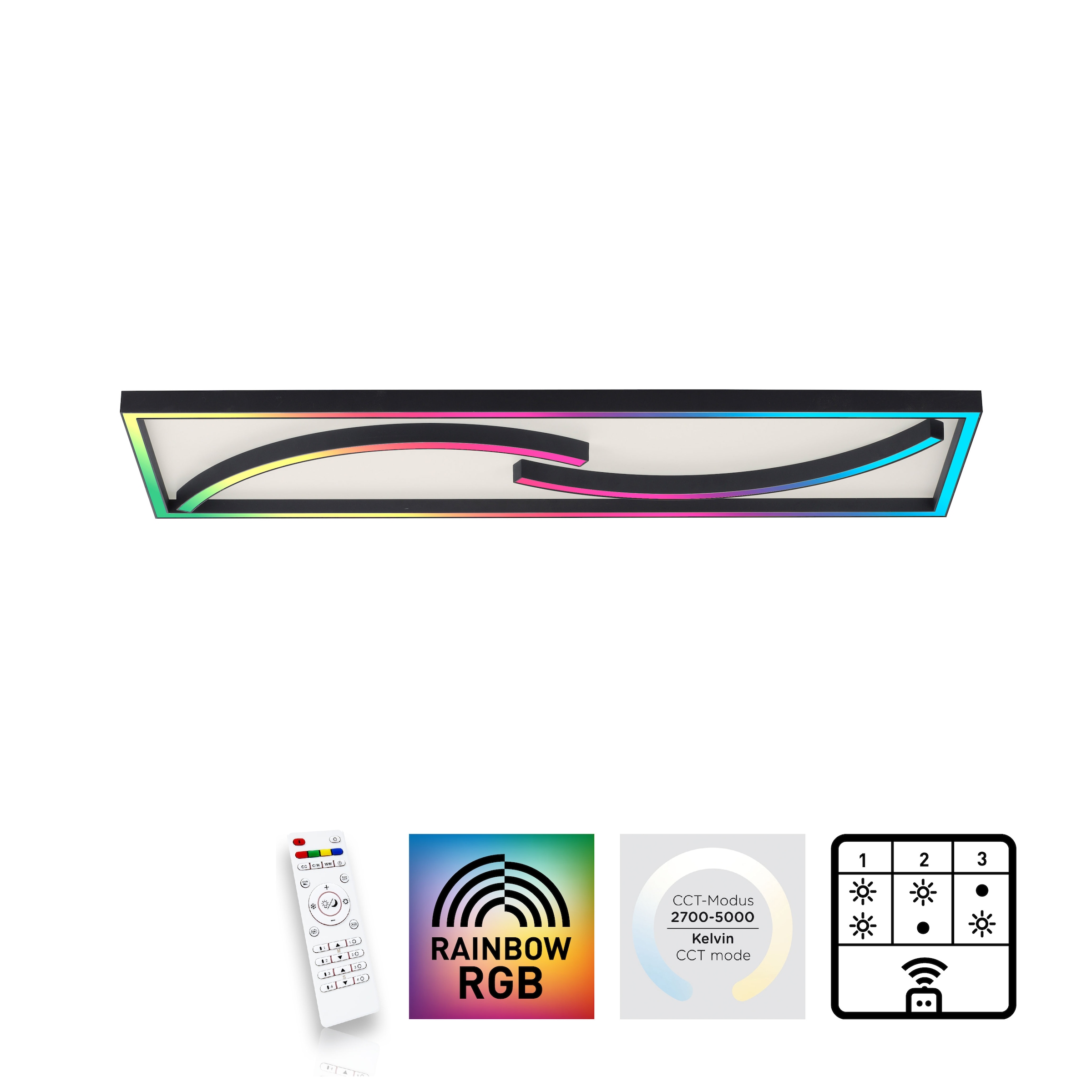 Paul Neuhaus 2 RGB-Rainbow, - über dimmbar, Deckenleuchte CCT Funk online »SERPENT«, inkl. kaufen Fernbedienung, flammig-flammig, bei LED, OTTO